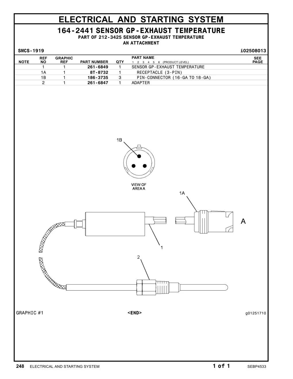 261-6847 ADAPTER CAT parts manual diagram