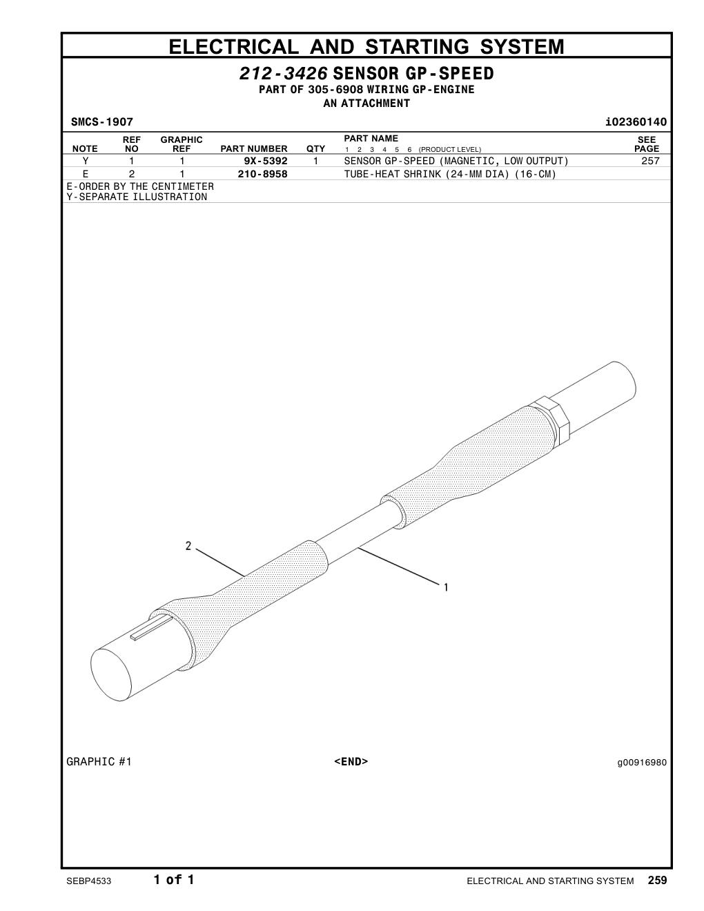 9X-5392 - SENSOR AS-MAGNETIC