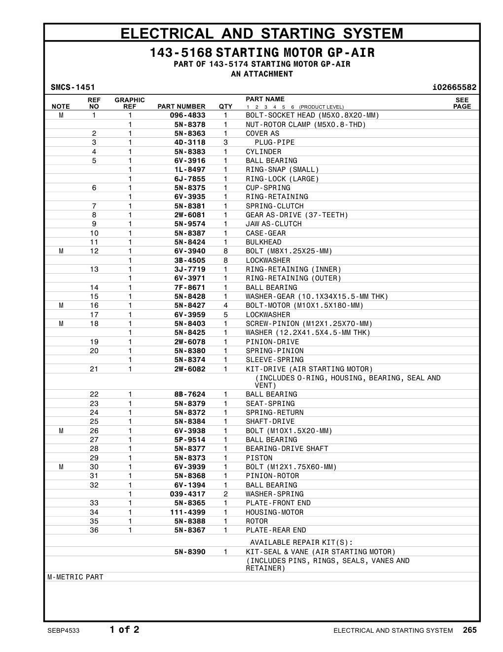 5N-8372 SPRING-RETURN CAT parts manual diagram
