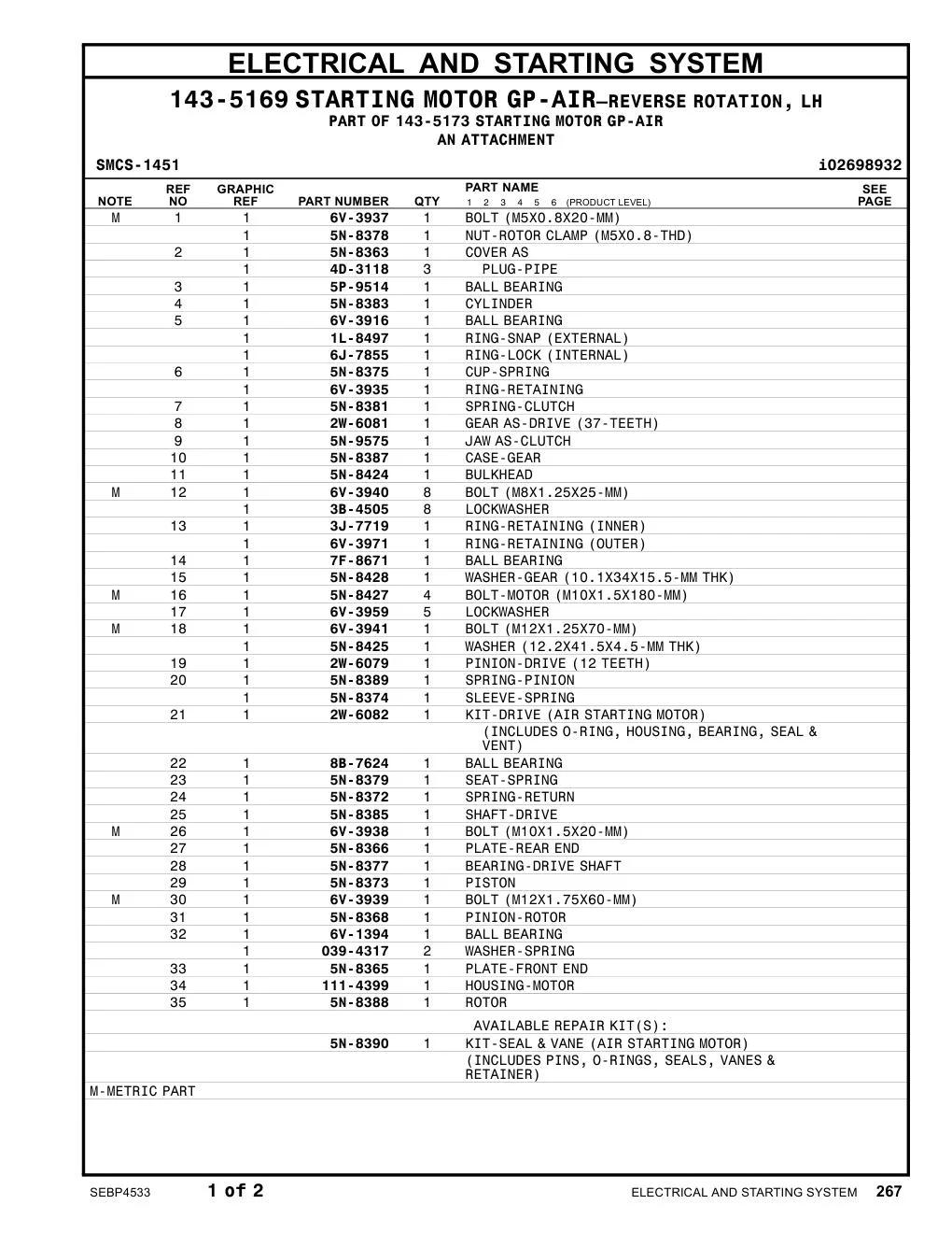 6V-3937 - BOLT (M5X0.8X20-MM)