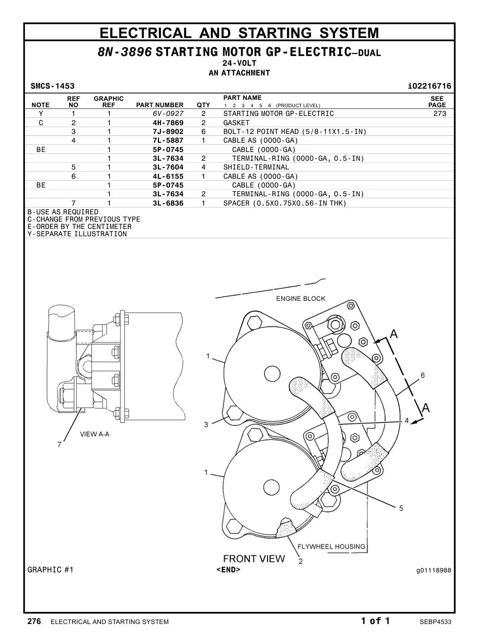 6V-0927 STARTING MOTOR GP-ELECTRIC CAT parts manual diagram