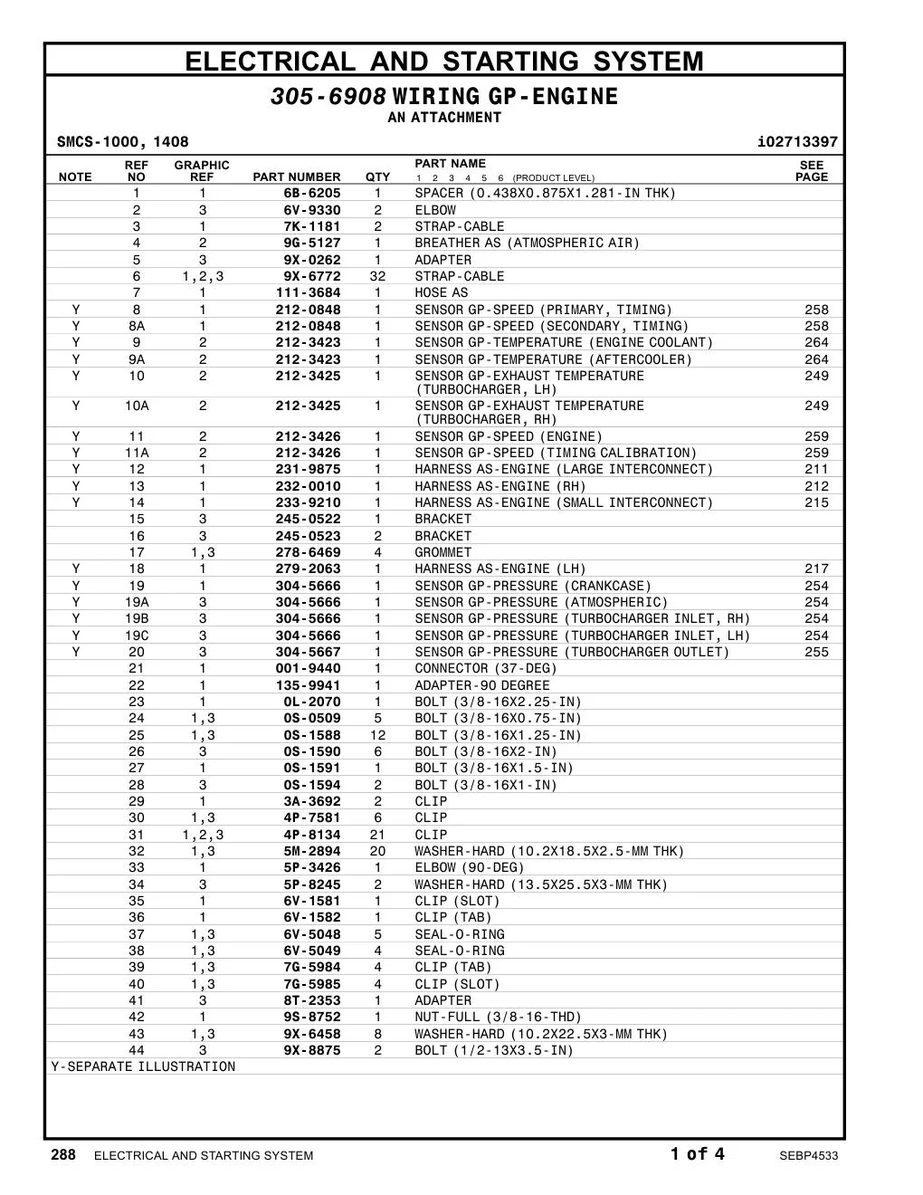 232-0010 HARNESS AS-ENGINE(RH) CAT parts manual diagram