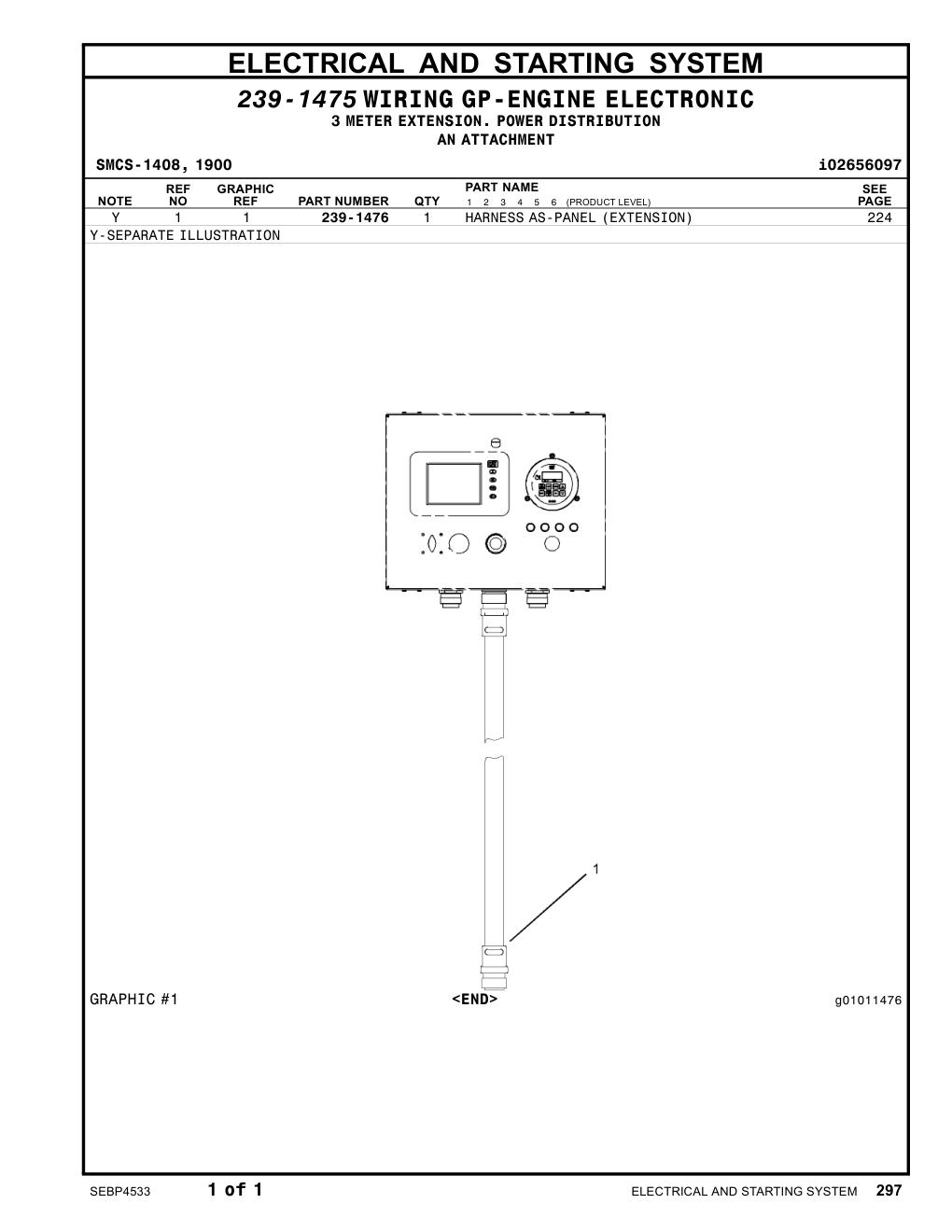 239-1476 - HARNESS AS-PANEL (MARINE POWER DISPLAY, EXT)