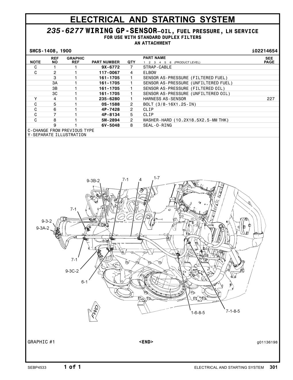 235-6280 HARNESS AS-SENSOR CAT parts manual diagram