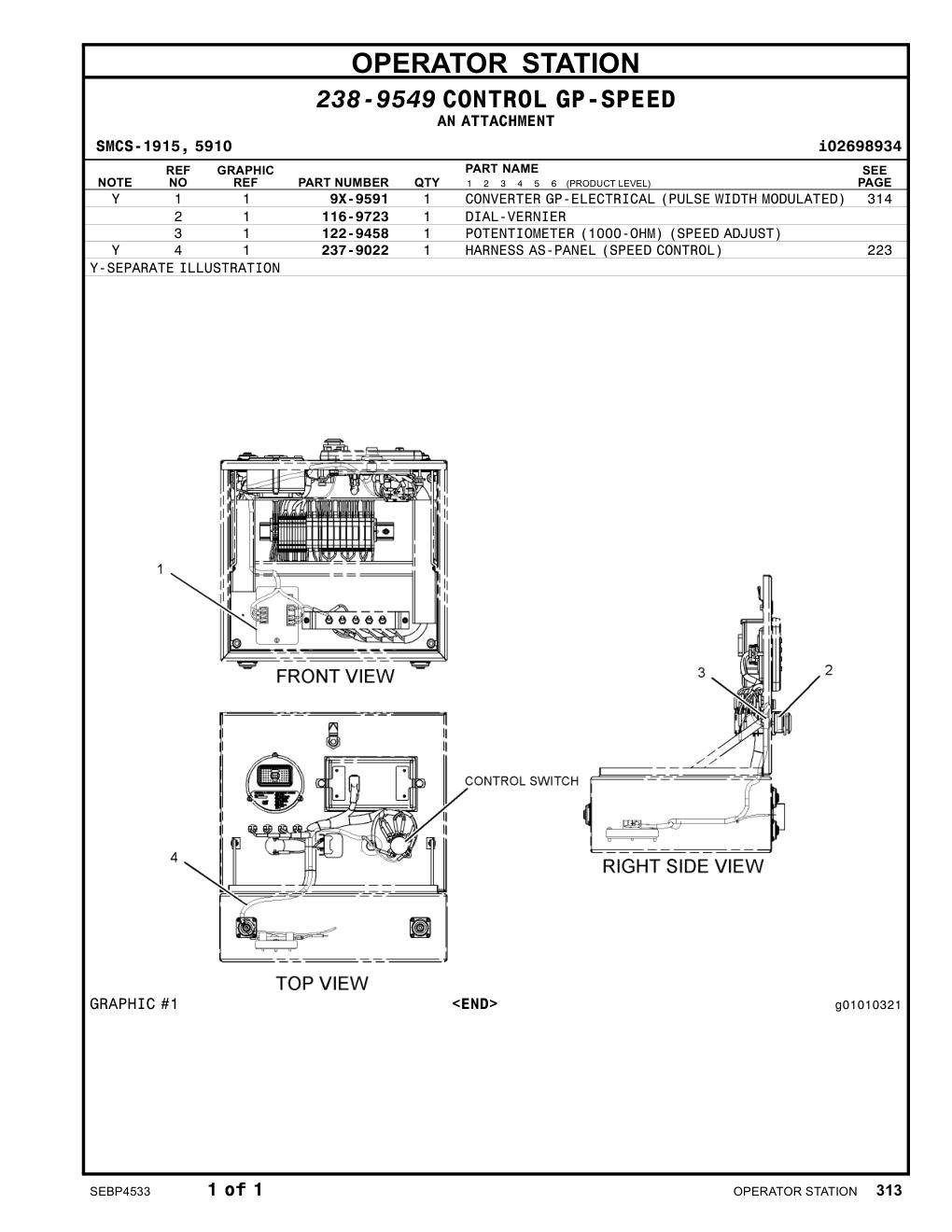 122-9458 POTENTIOMETER (1000-OHM)(SPEEDADJUST) CAT parts manual diagram