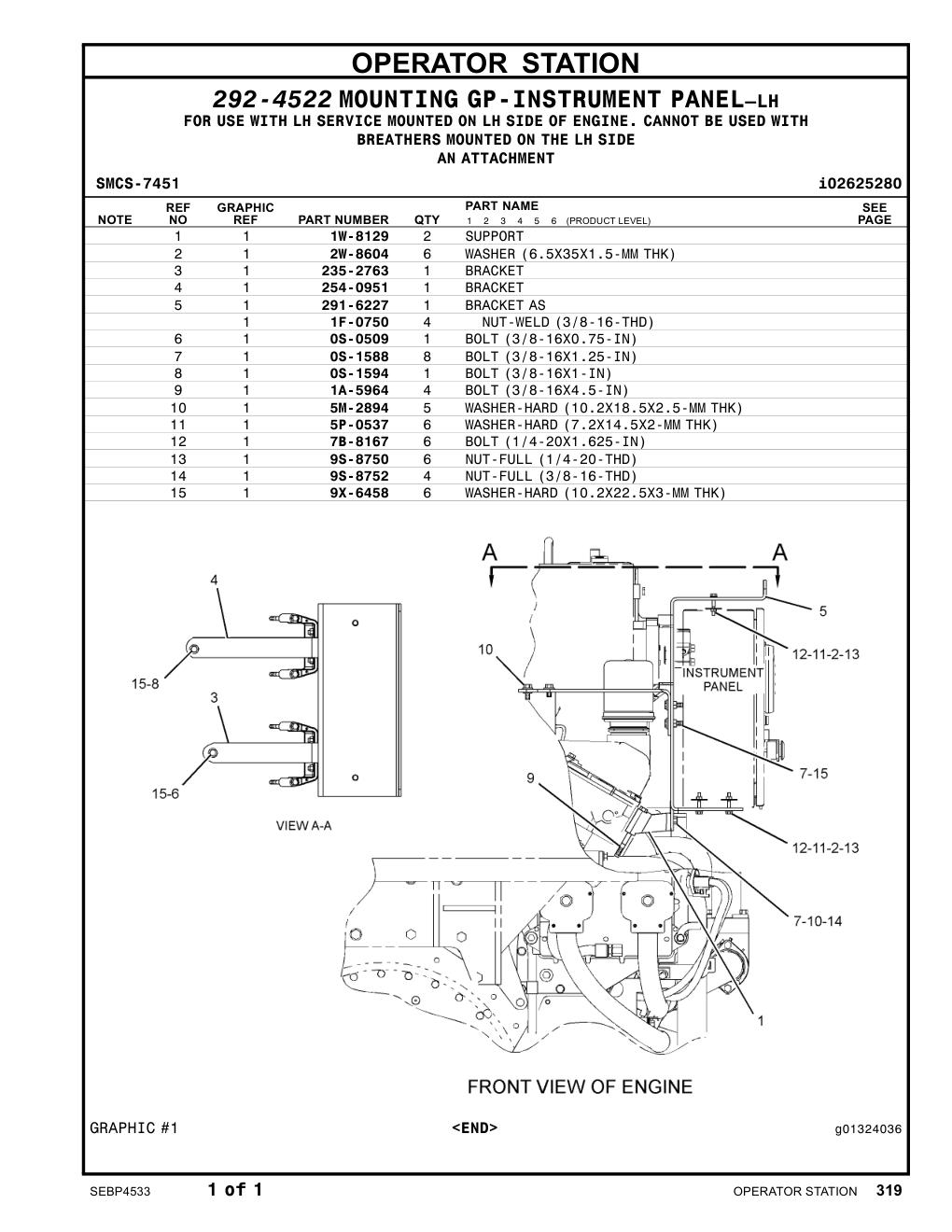 254-0951 BRACKET CAT parts manual diagram