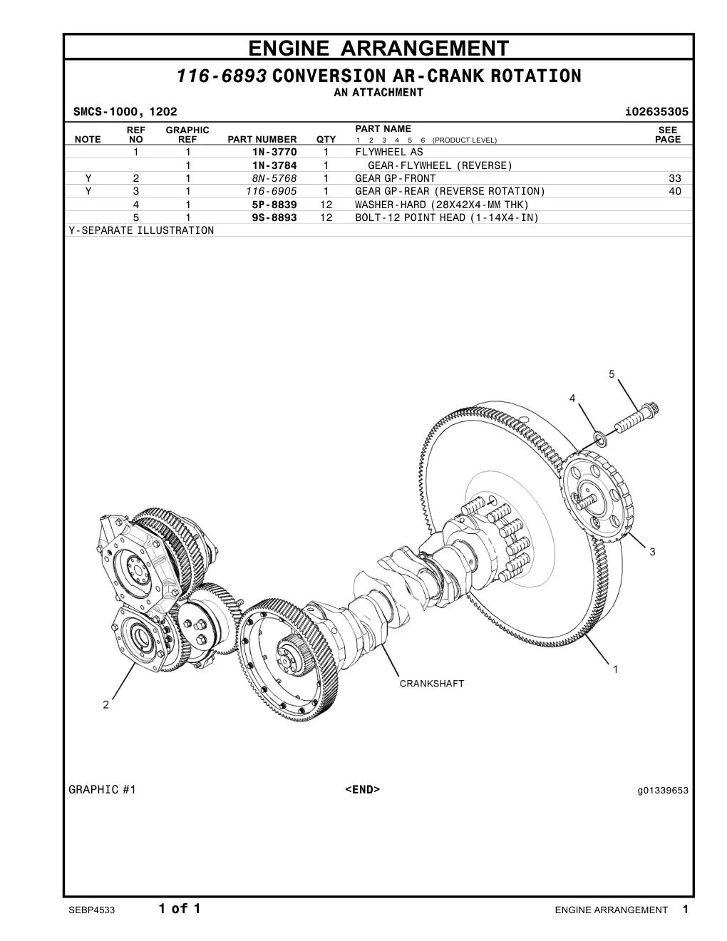 1N-3770 FLYWHEEL AS CAT parts manual diagram
