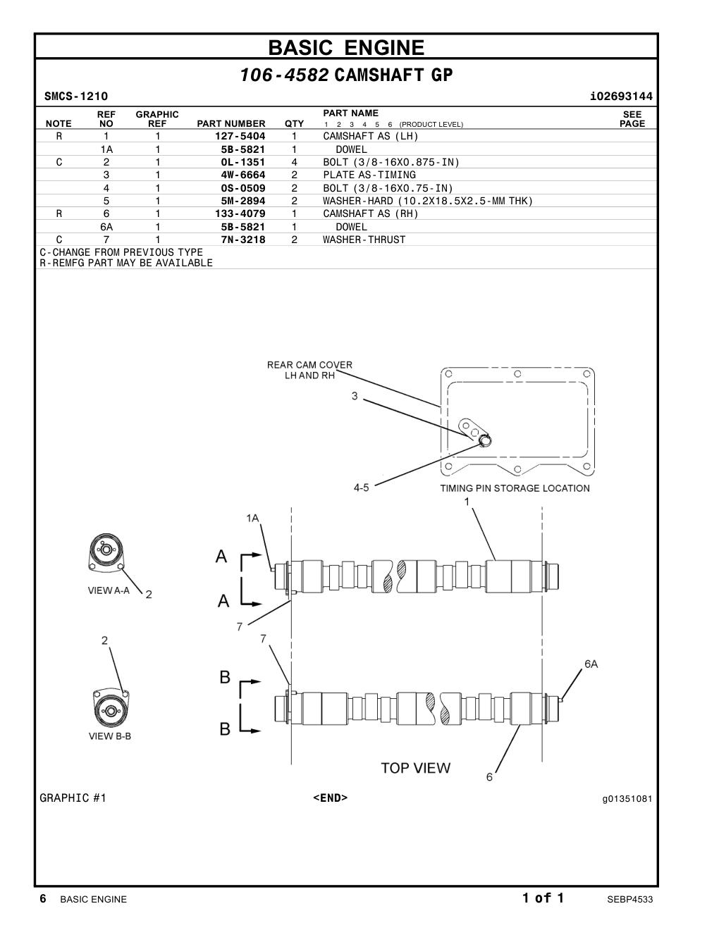 4W-6664 PLATE AS-TIMING CAT parts manual diagram