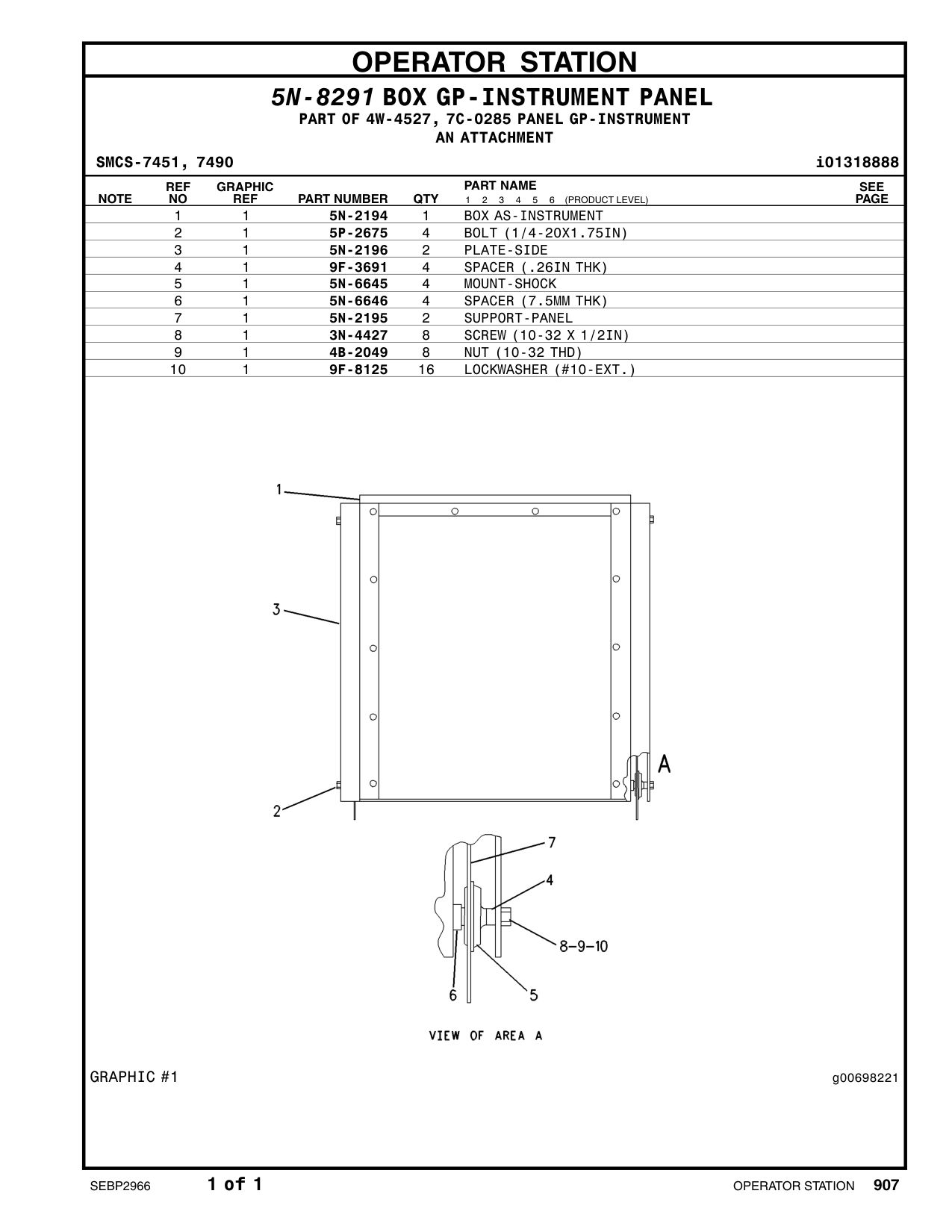 5N-2194 BOX AS-INSTRUMENT CAT parts manual diagram
