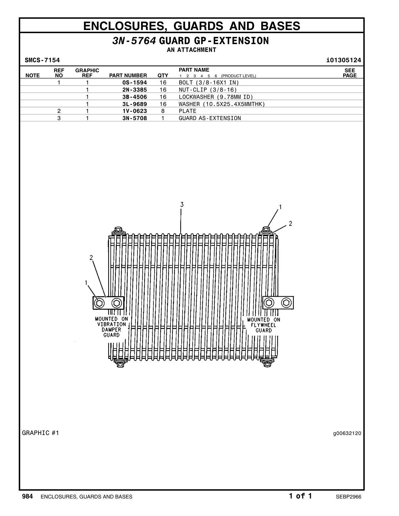 3N-5708 GUARD AS-EXTENSION CAT parts manual diagram