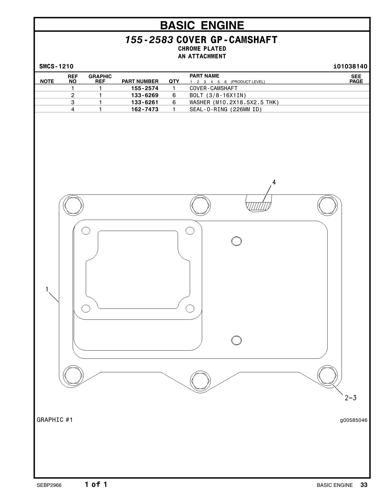 133-6269 BOLT (3/8-16X1-IN) CAT parts manual diagram