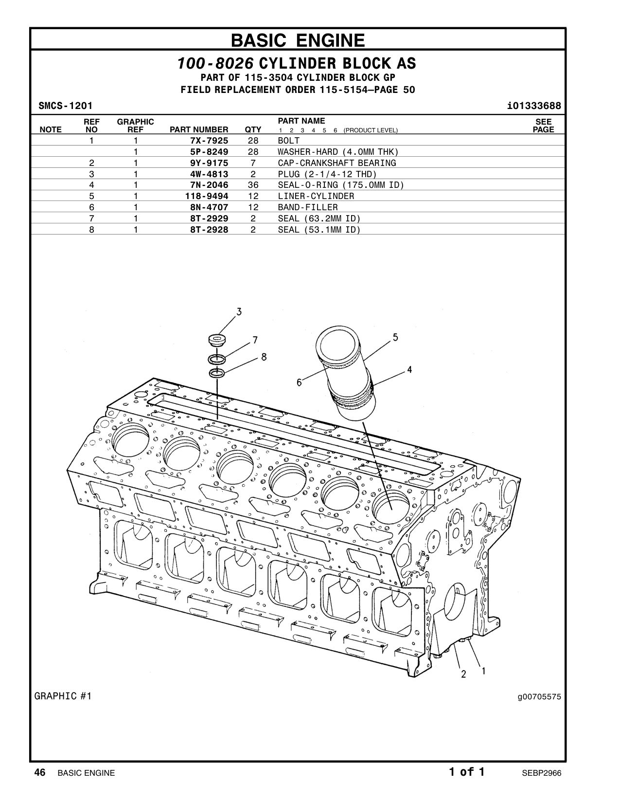 118-9494 LINER-CYLINDER CAT parts manual diagram