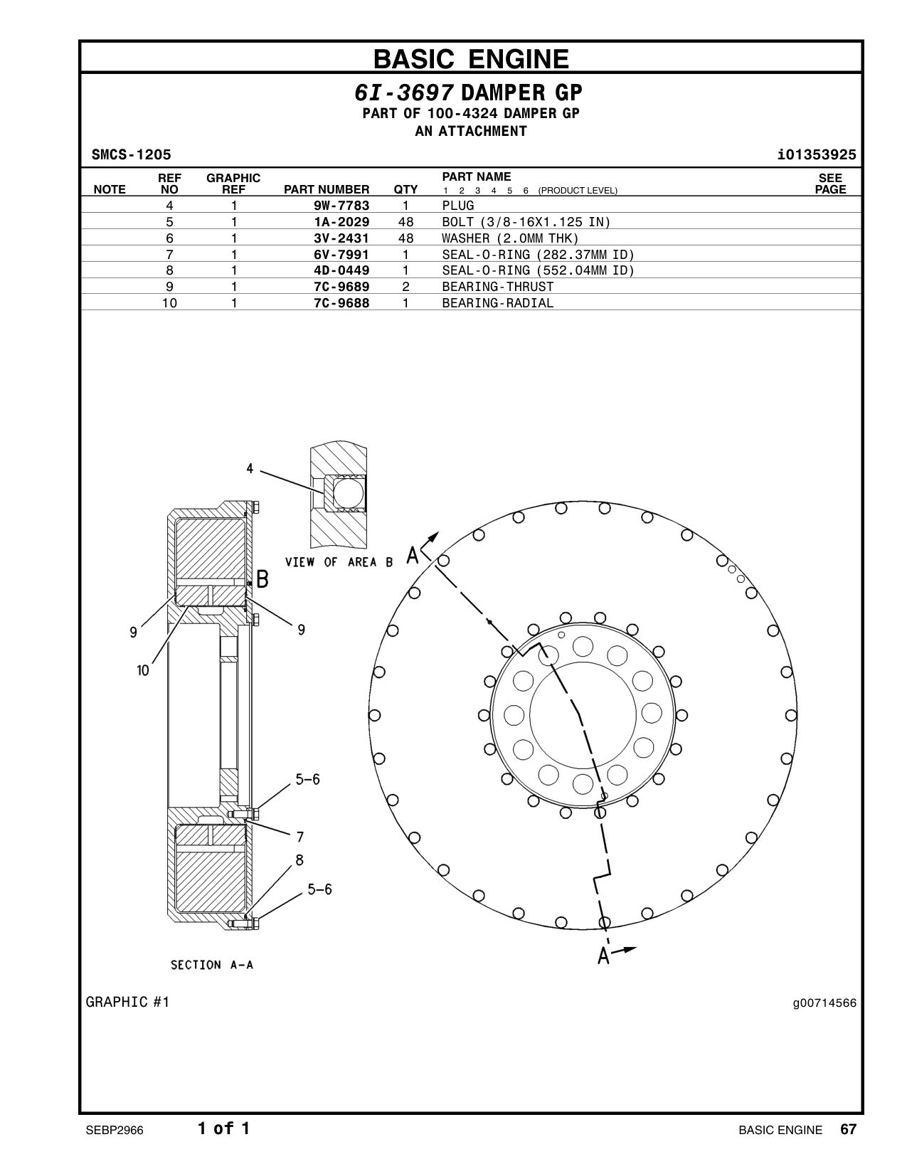 7C-9688 BEARING-RADIAL CAT parts manual diagram