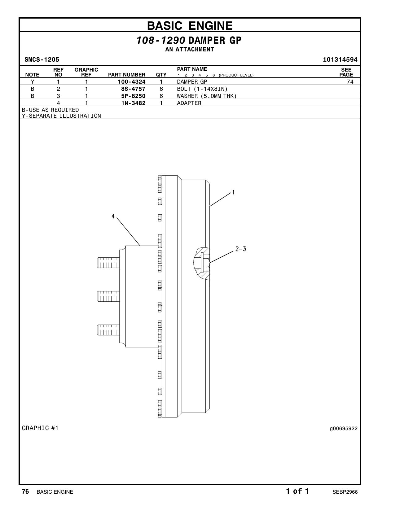 100-4324 DAMPER GP CAT parts manual diagram