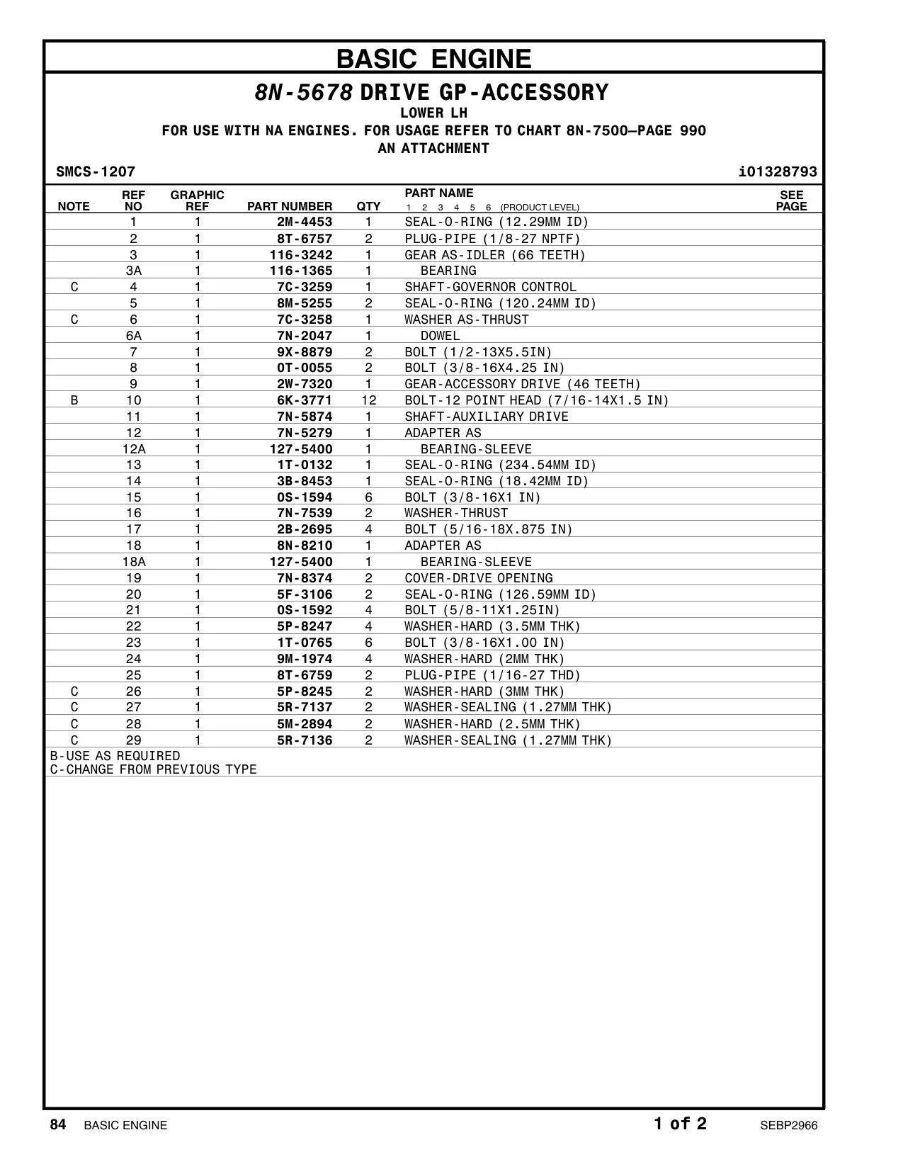 116-3242 GEAR AS-IDLER (66 TEETH) CAT parts manual diagram