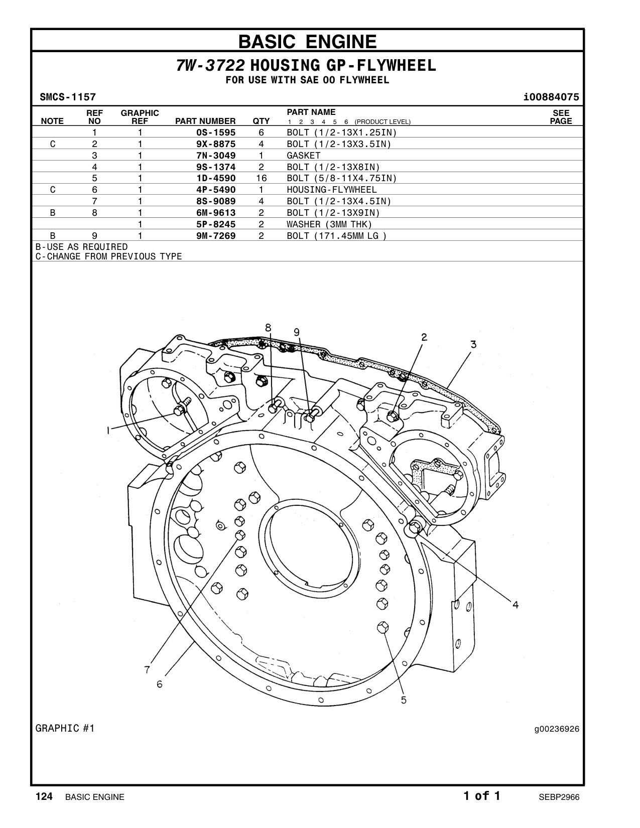 6M-9613 BOLT (1/2-13X9-IN) CAT parts manual diagram