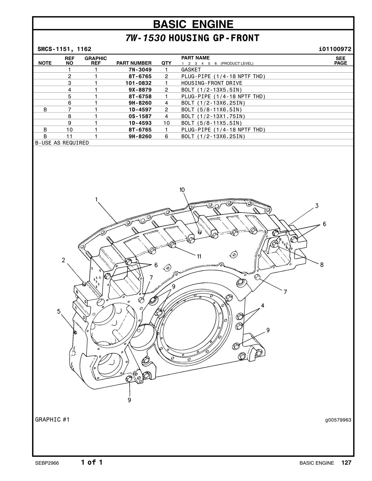 101-0832 HOUSING-FRONT DRIVE CAT parts manual diagram