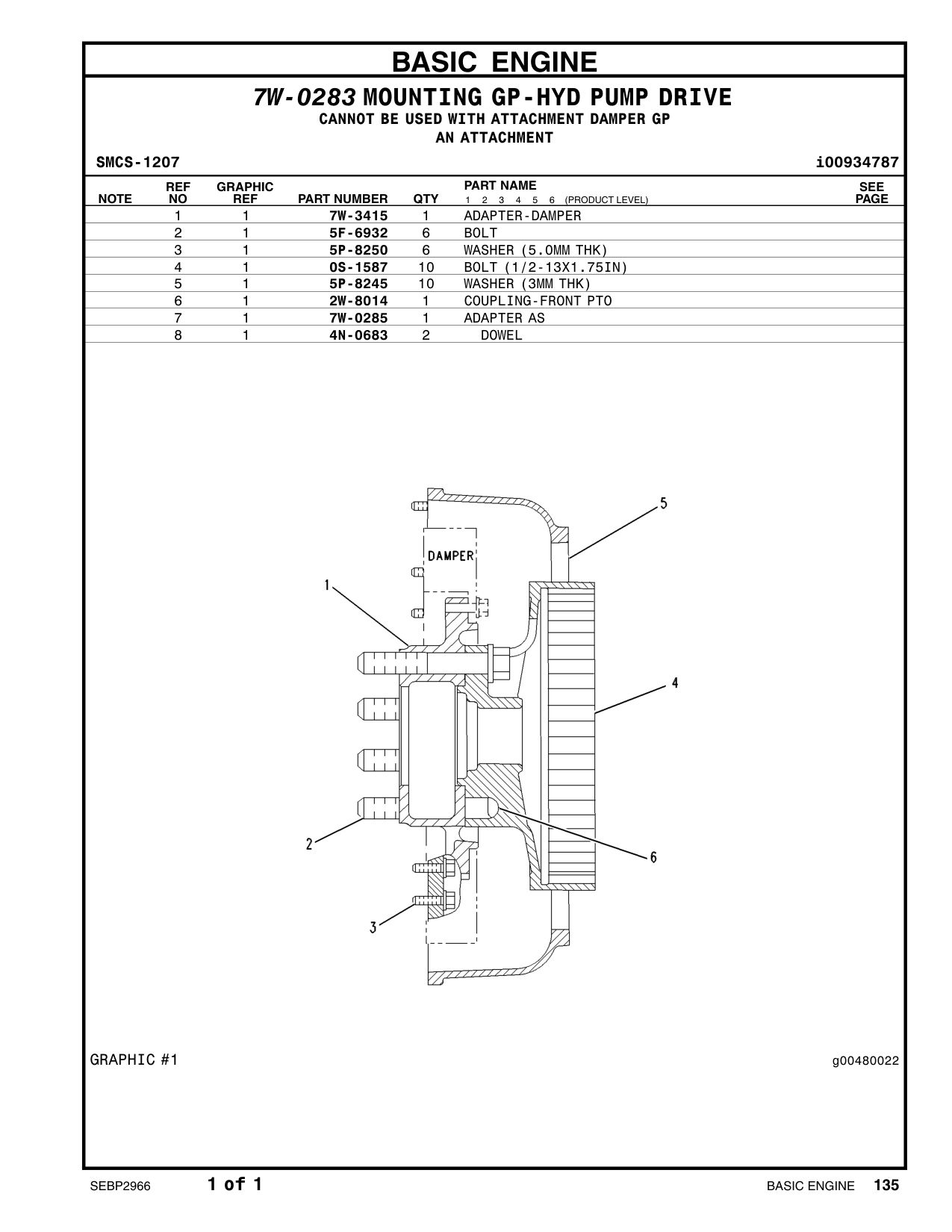 5F-6932 BOLT (1-14X7-IN) CAT parts manual diagram