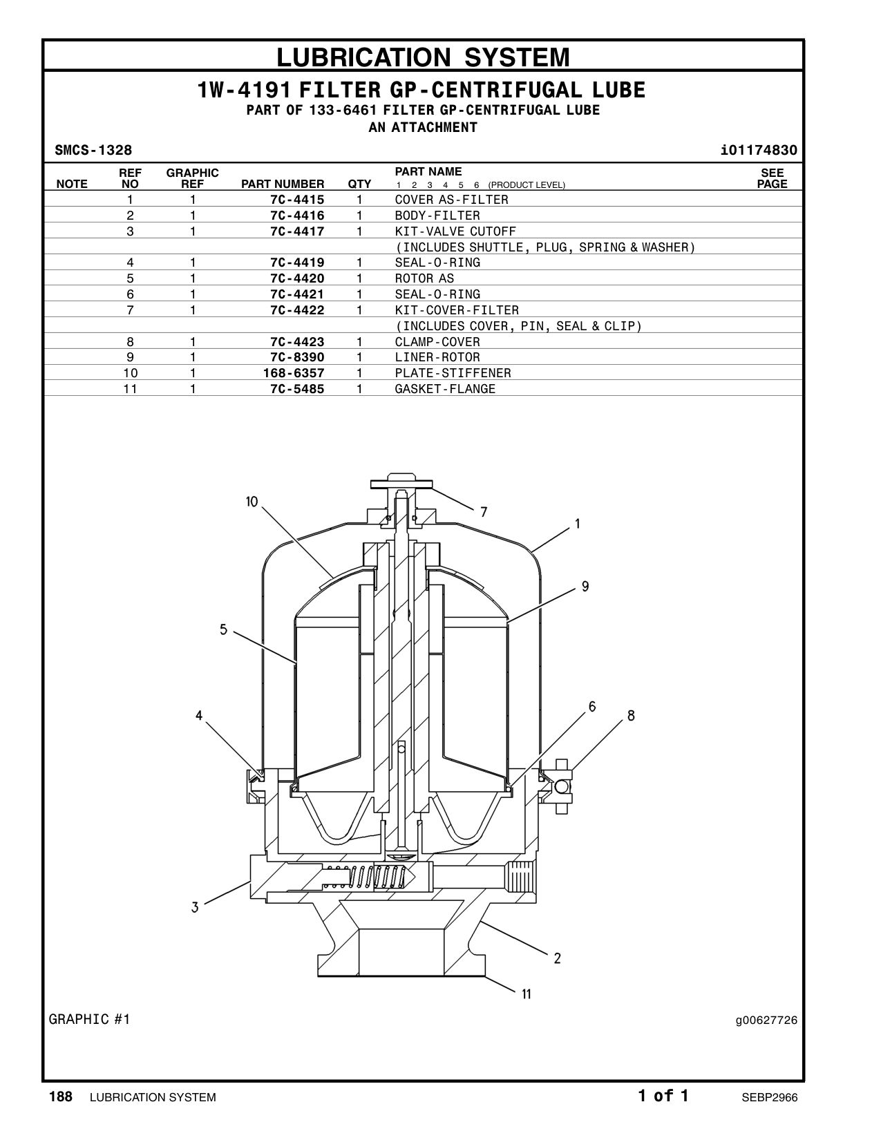 7C-5485 GASKET-FLANGE (CENTRIFUGAL FILTER) CAT parts manual diagram