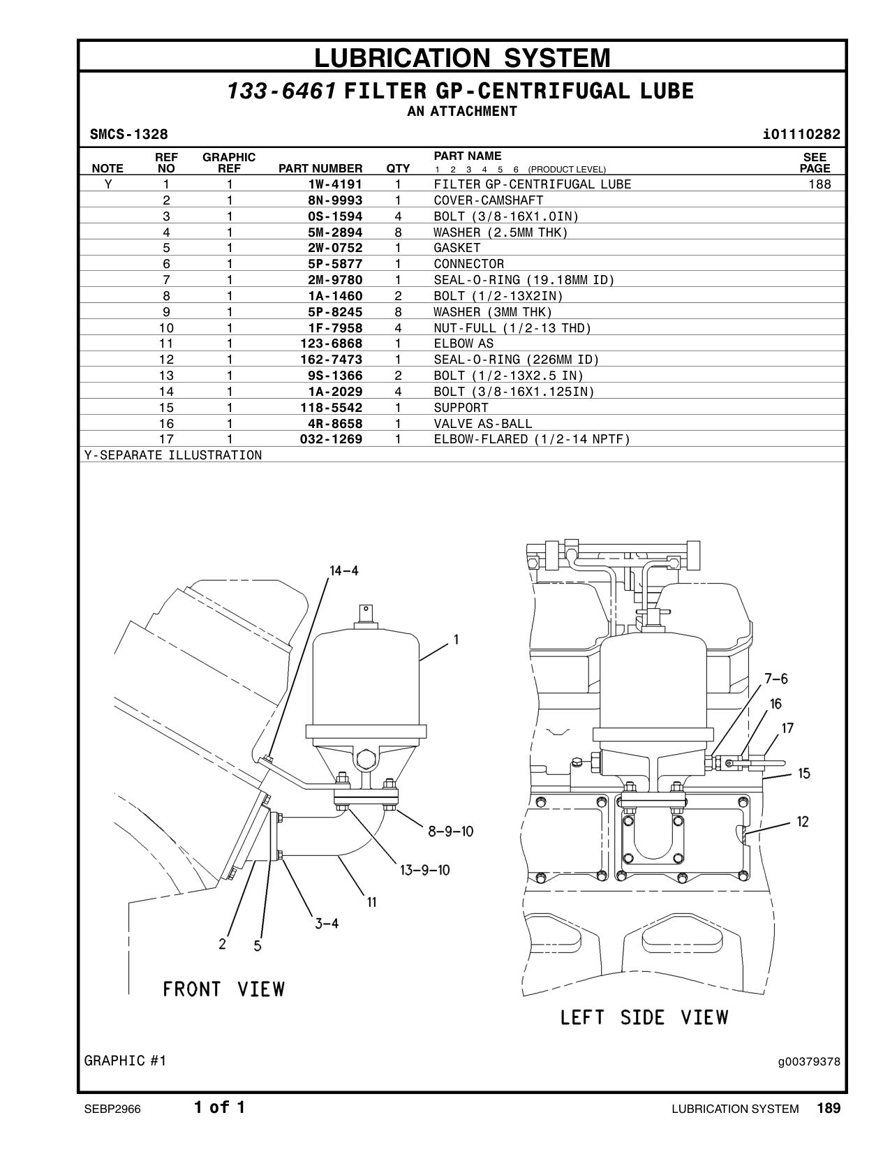 1W-4191 FILTER GP-CENTRIFUGAL CAT parts manual diagram