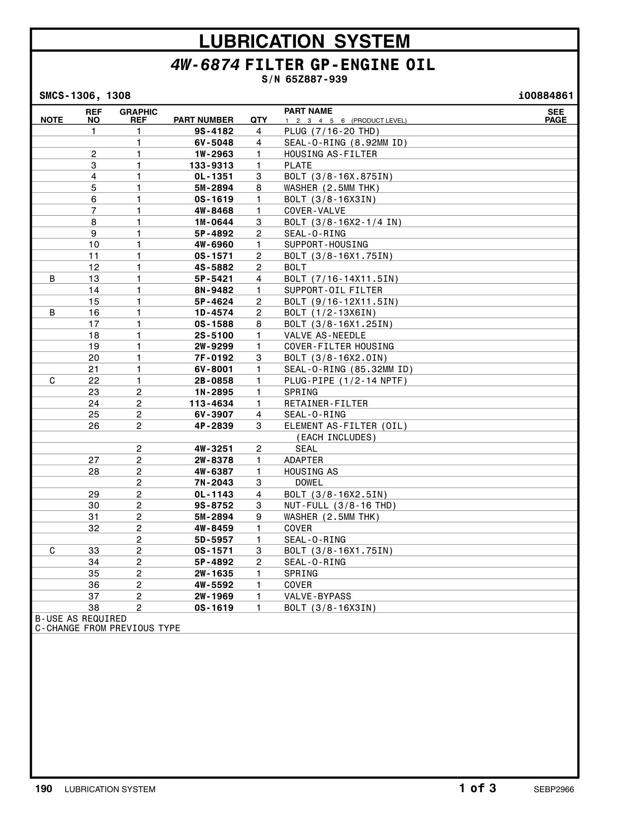 2W-9299 COVER-FILTER HOUSING · S/N 65Z887-939 CAT parts manual diagram