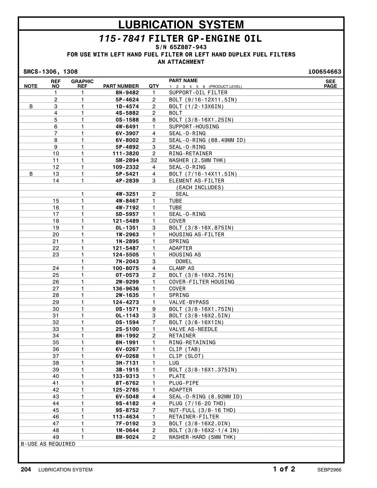 121-5489 COVER · S/N 65Z887-943 CAT parts manual diagram