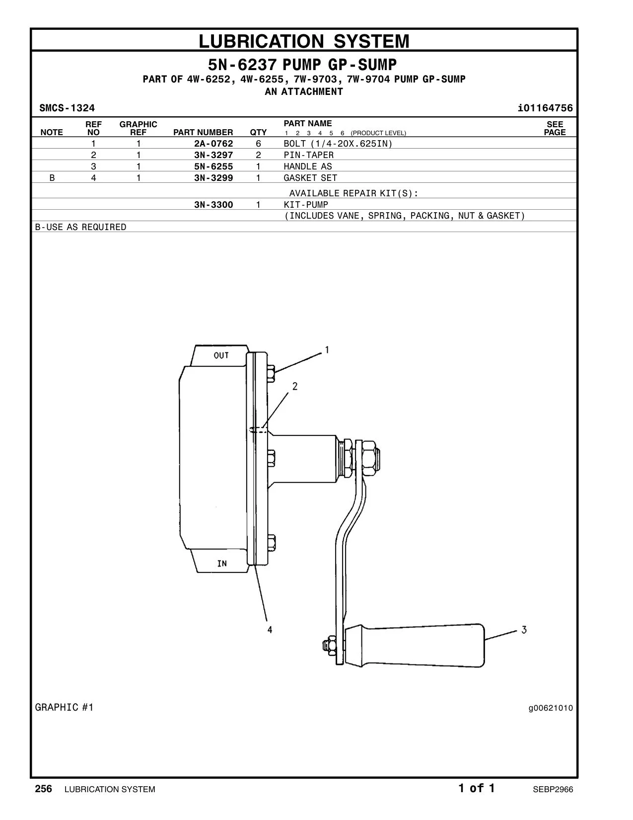 3N-3300 - KIT-PUMP (INCLUDES VANE, SPRING, PACKING, NUT & GASKET)