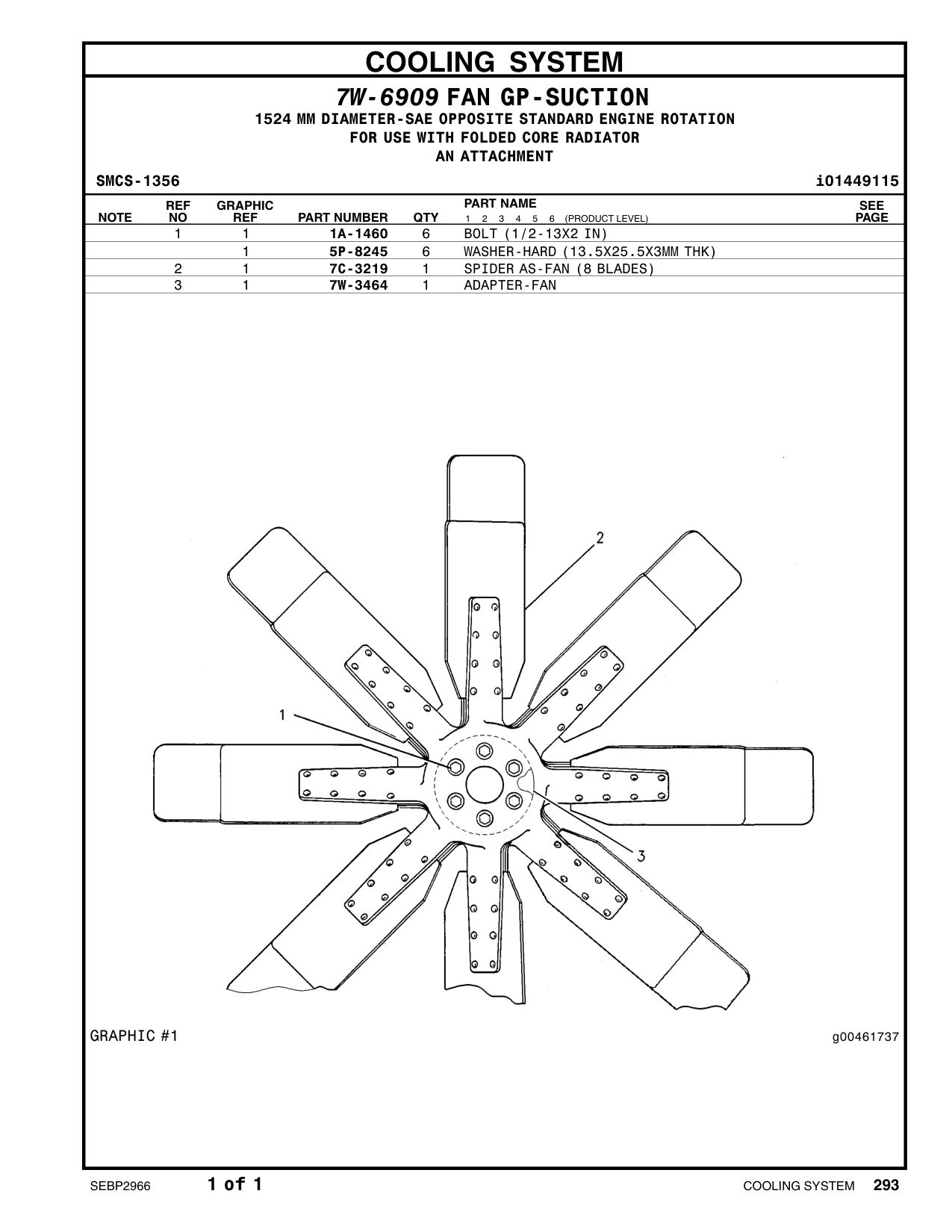 7C-3219 SPIDER AS-FAN (8 BLADES) CAT parts manual diagram