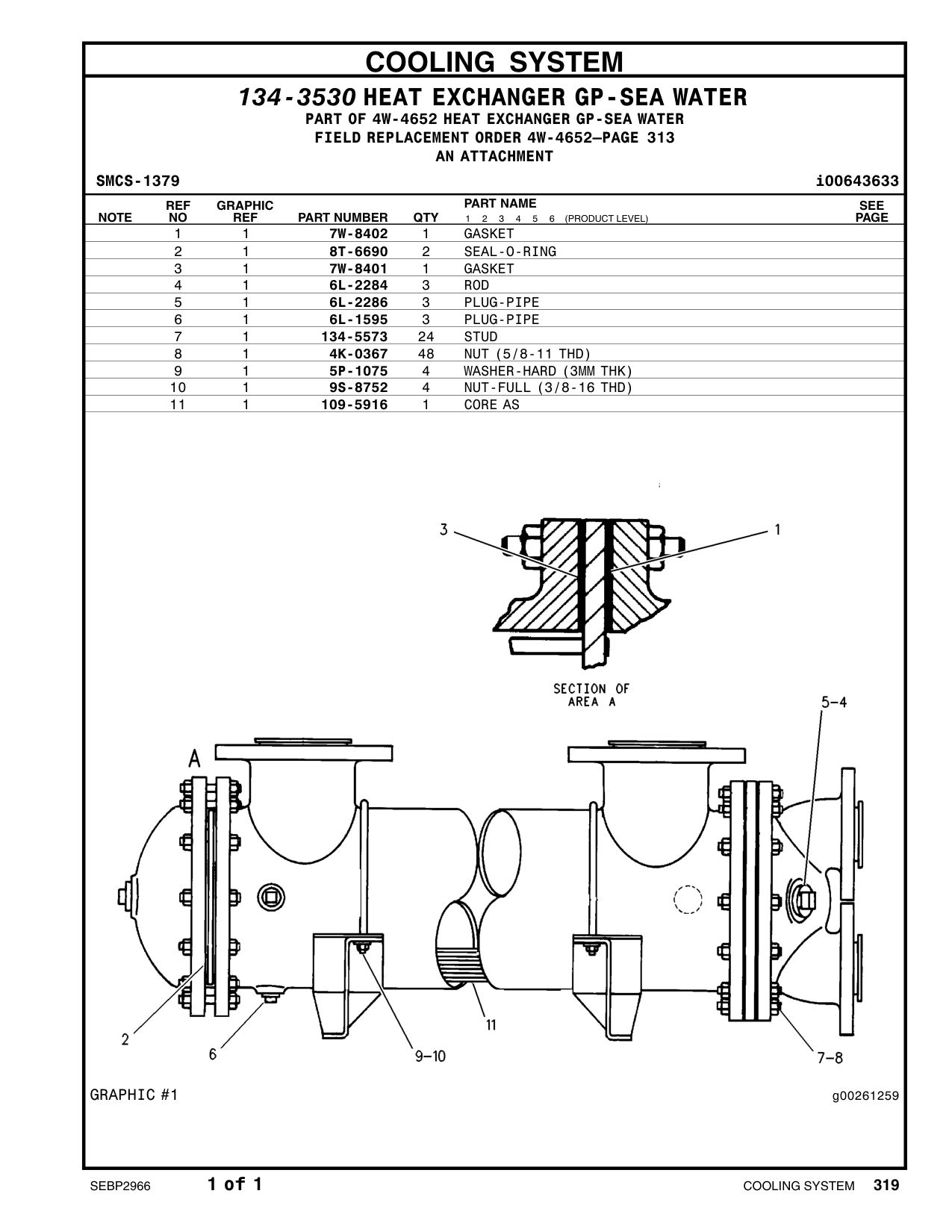 109-5916 CORE AS (HEAT EXCHANGER) CAT parts manual diagram