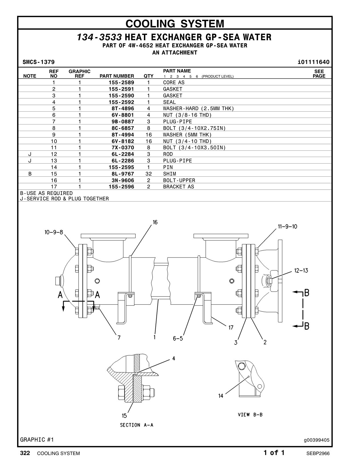 155-2589 CORE AS (HEAT EXCHANGER) CAT parts manual diagram