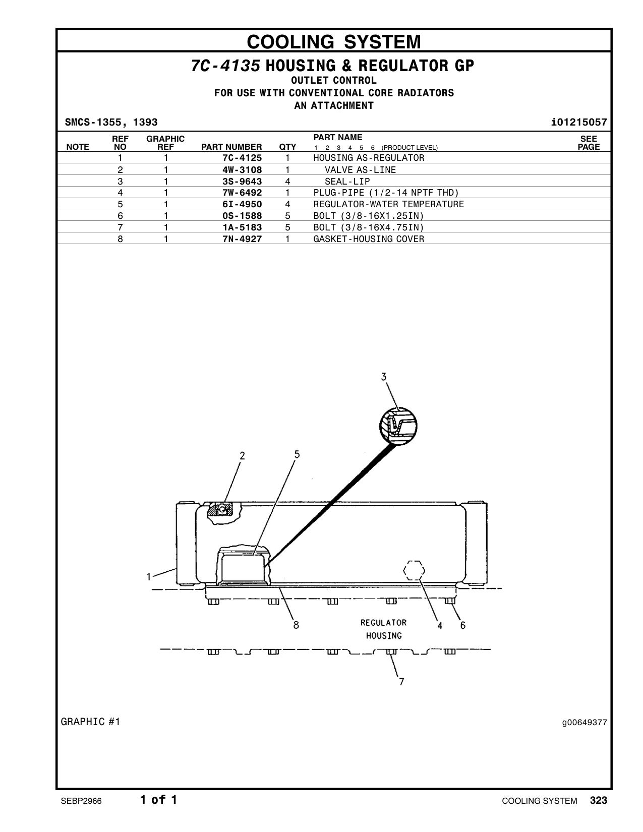 7C-4125 HOUSING AS-REGULATOR CAT parts manual diagram