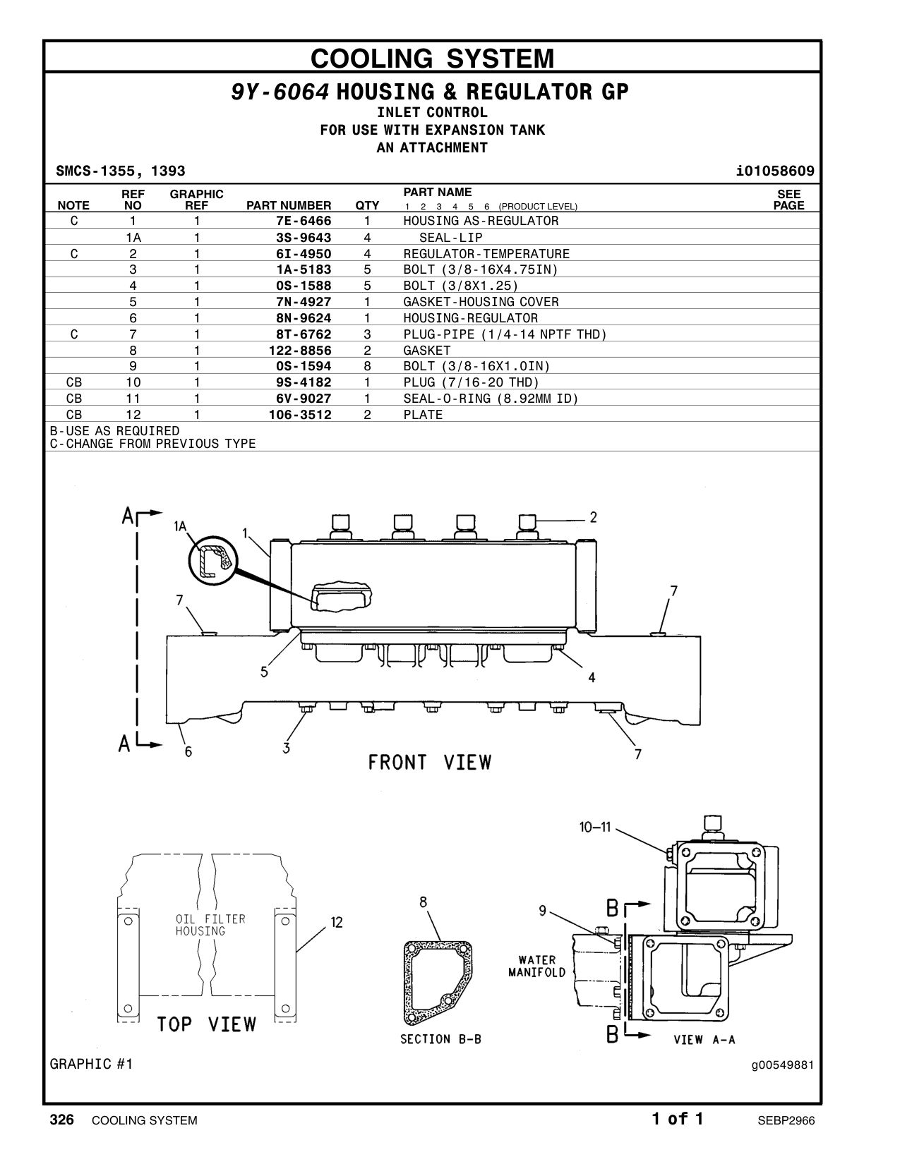 8N-9624 HOUSING-REGULATOR CAT parts manual diagram