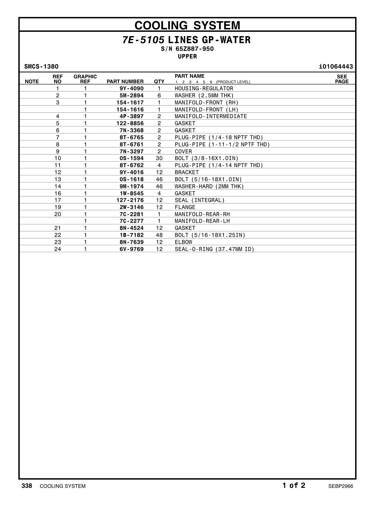 1W-8545 GASKET · S/N 65Z887-950 CAT parts manual diagram