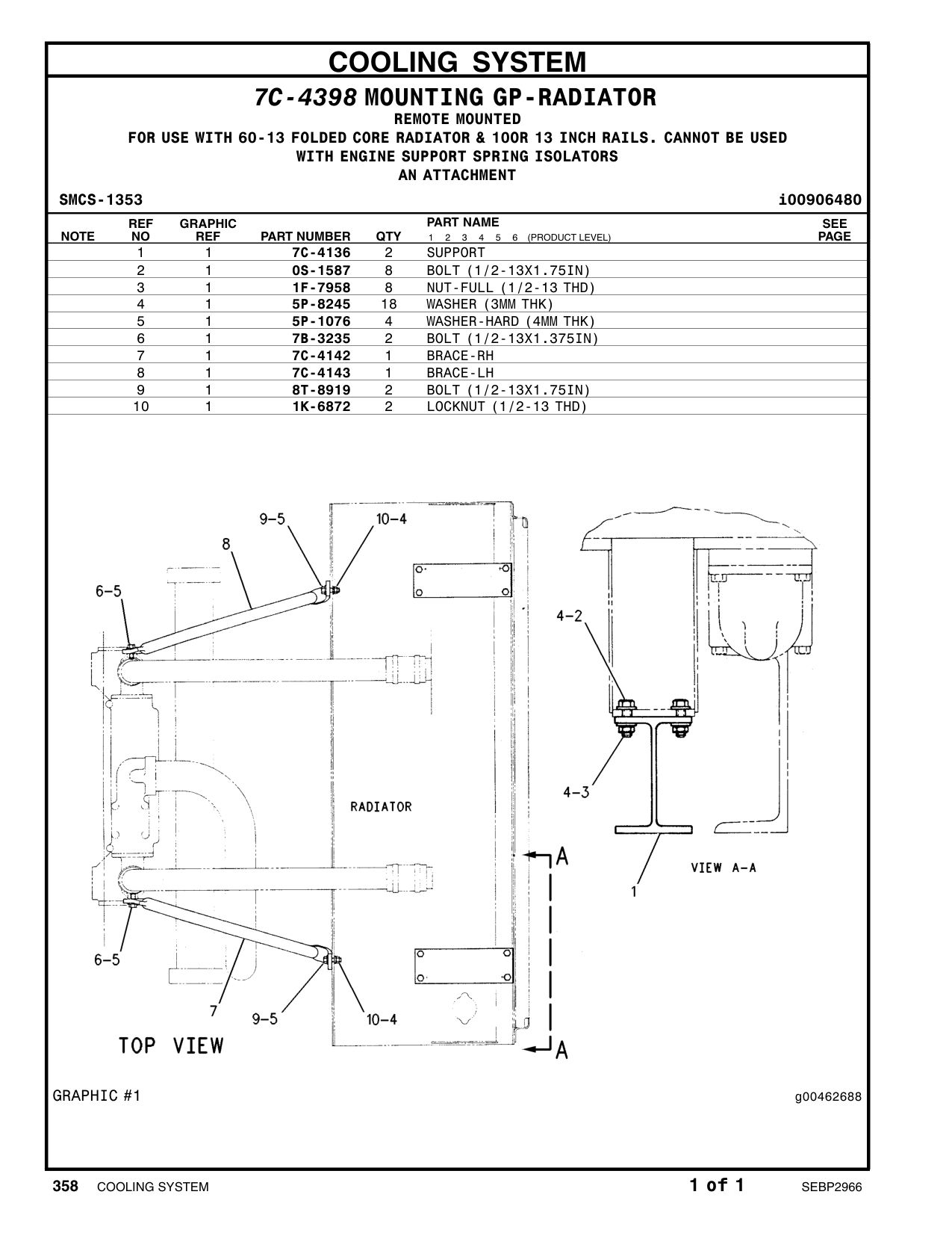 7C-4142 BRACE (RH) CAT parts manual diagram