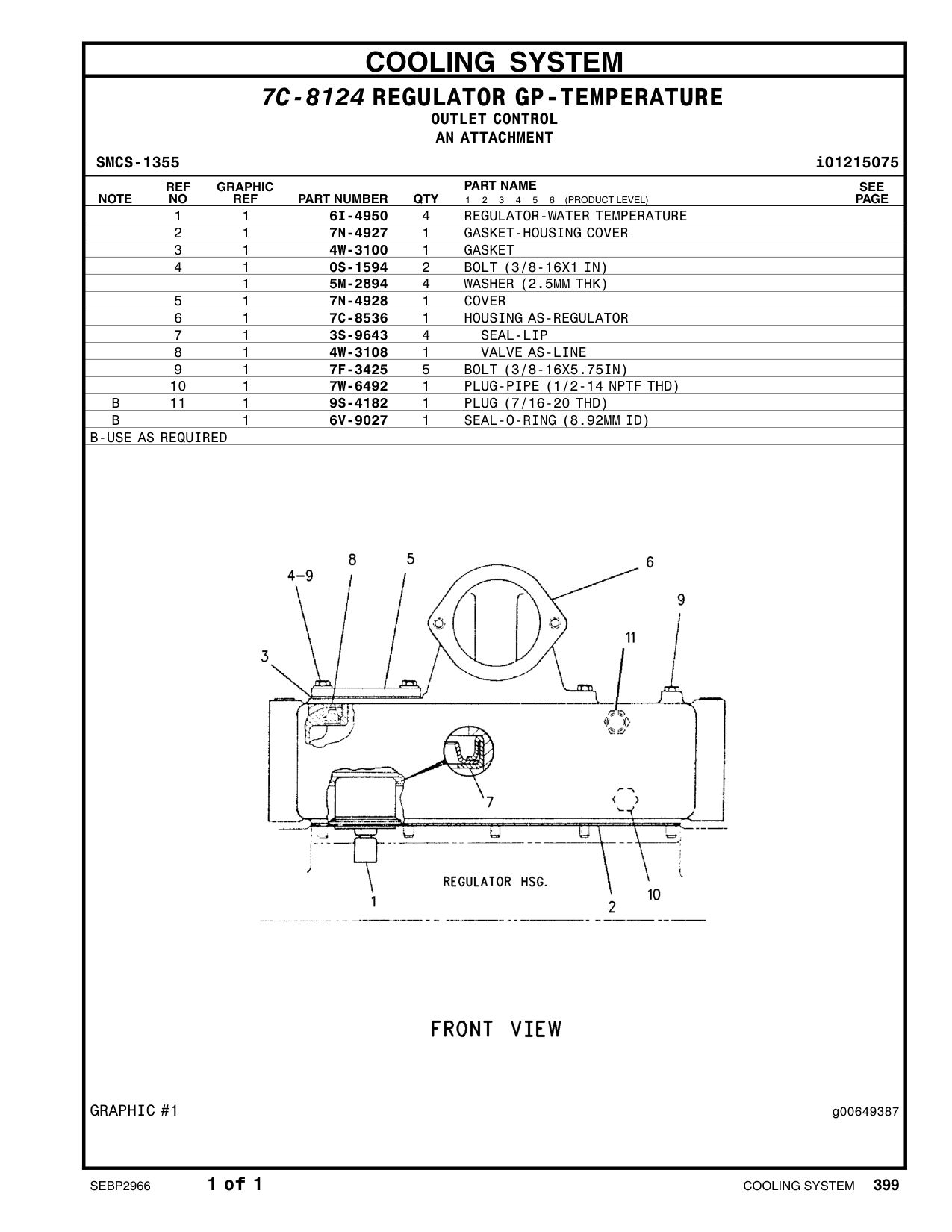7C-8536 HOUSING AS-REGULATOR CAT parts manual diagram