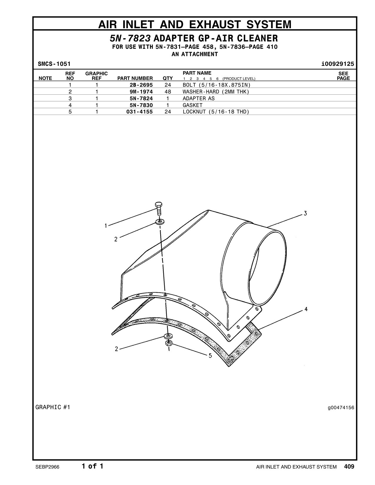 5N-7824 ADAPTER AS CAT parts manual diagram