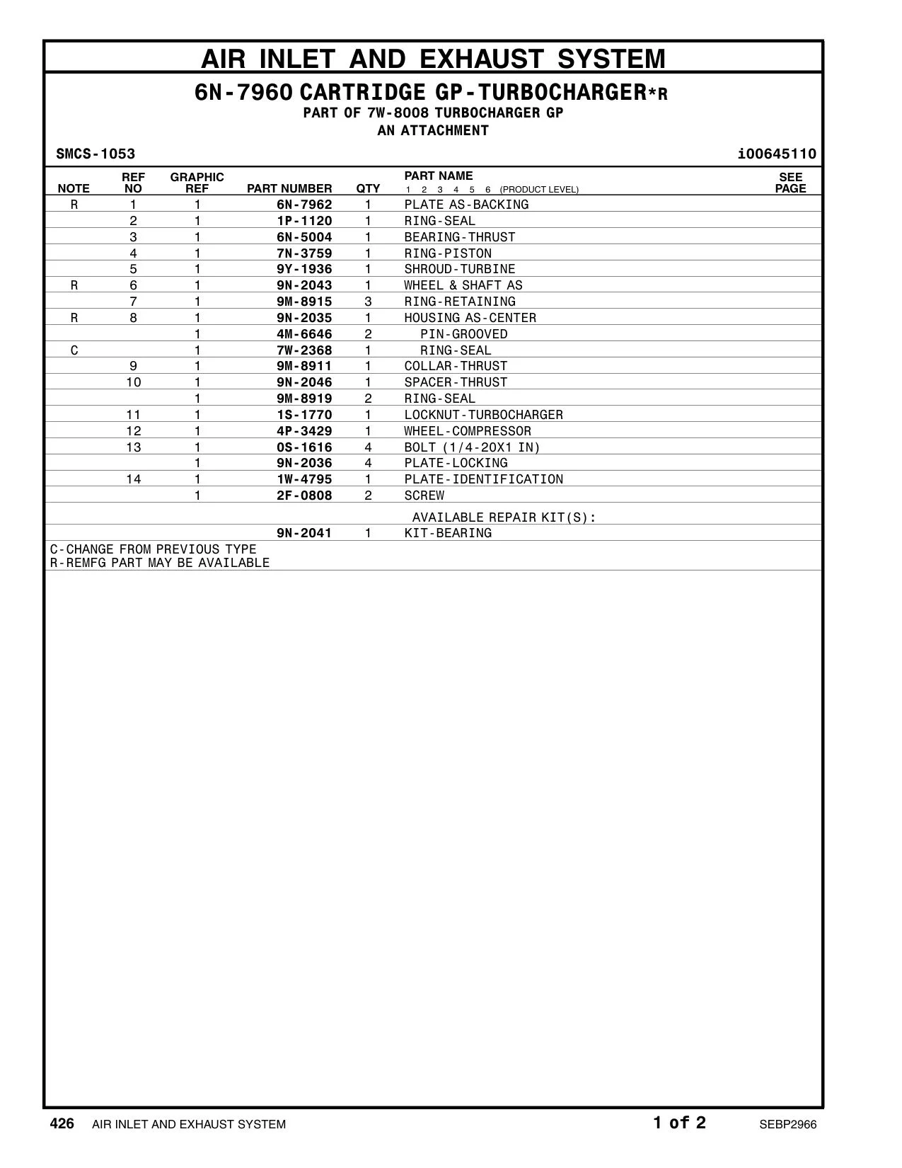 9N-2041 - KIT-BEARING