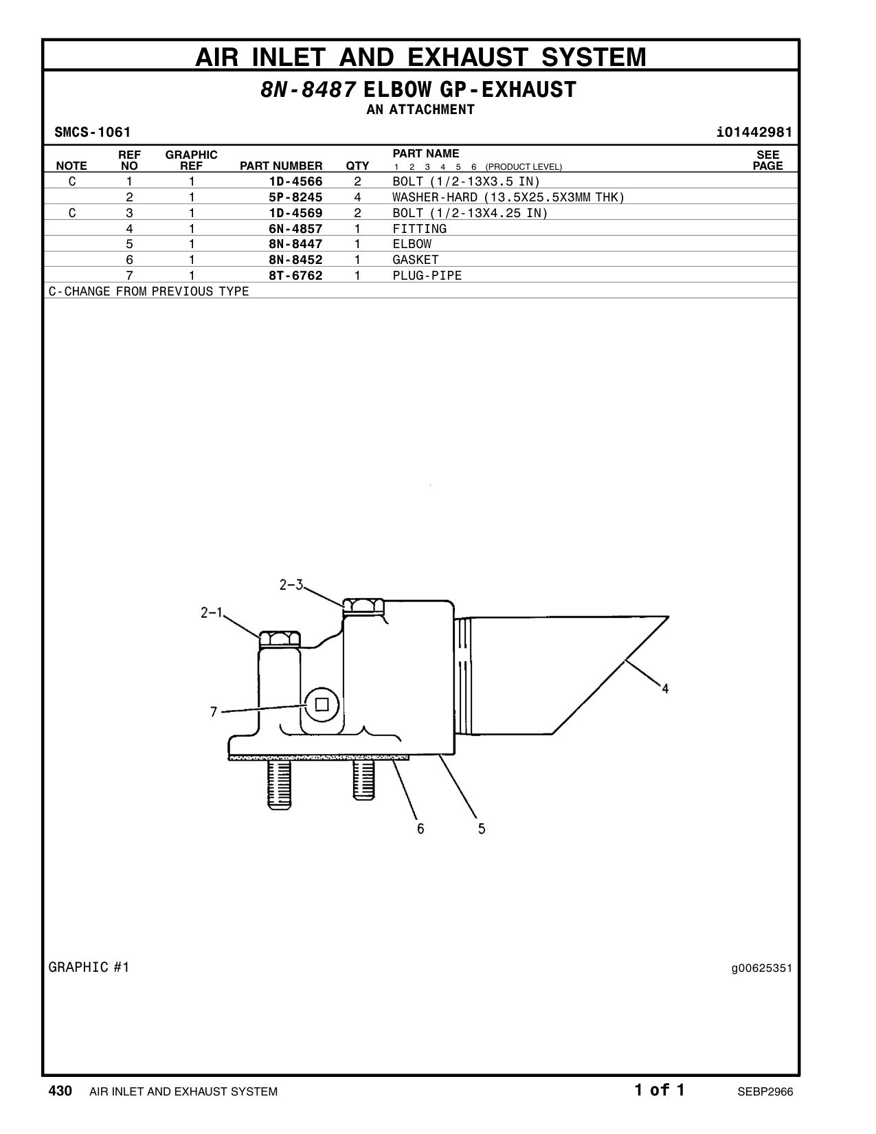 8N-8447 ELBOW CAT parts manual diagram