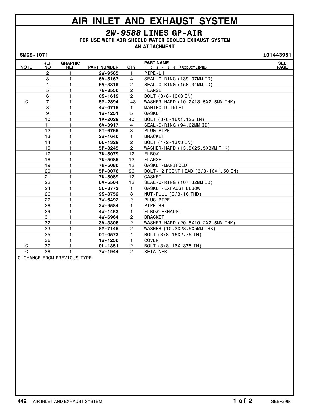 4W-1453 ELBOW-EXHAUST CAT parts manual diagram