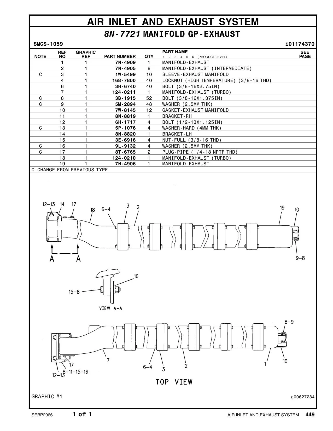 8N-8819 BRACKET (RH) CAT parts manual diagram