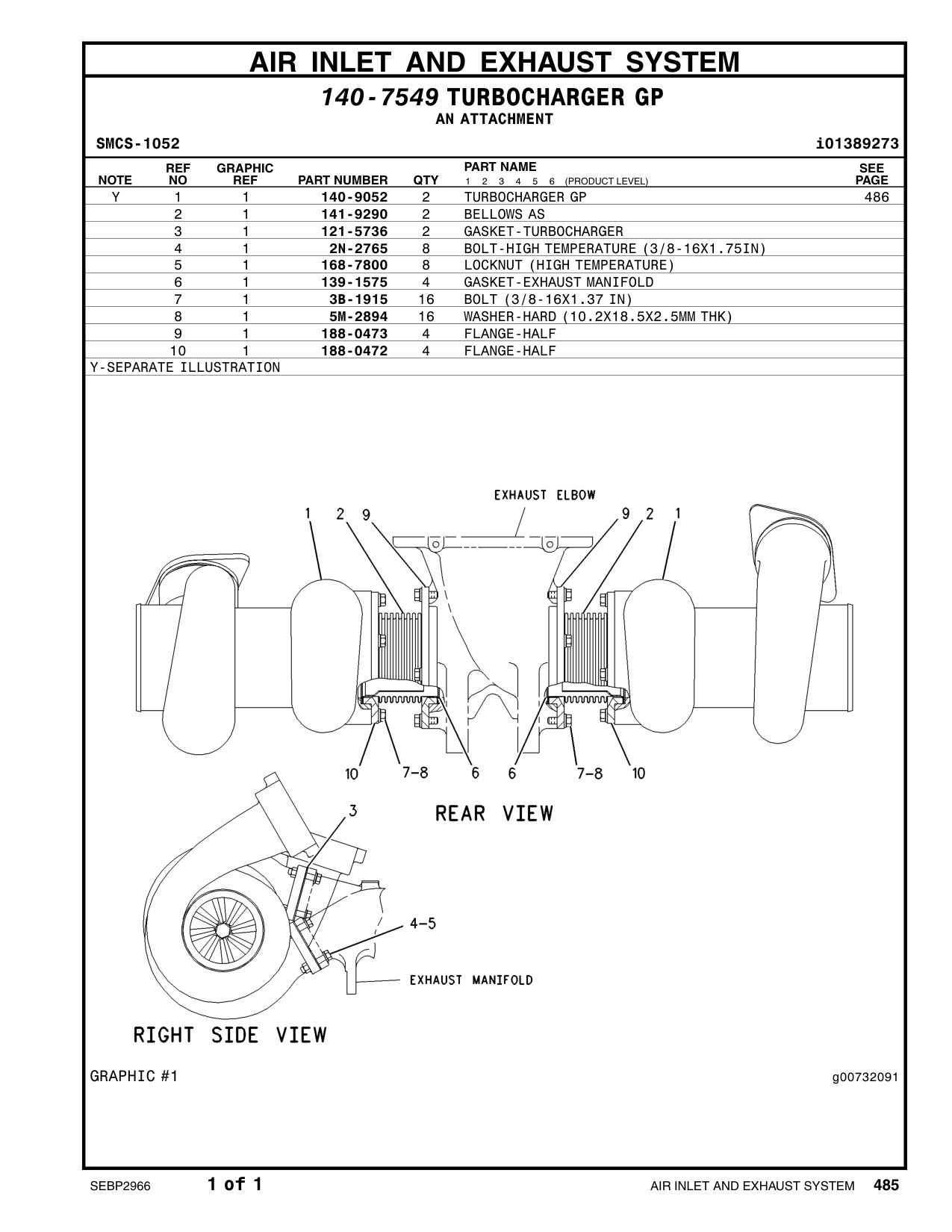 188-0473 FLANGE-HALF CAT parts manual diagram