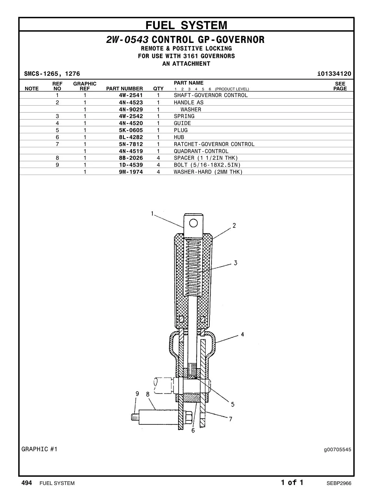 4W-2541 - SHAFT-GOVERNOR CONTROL