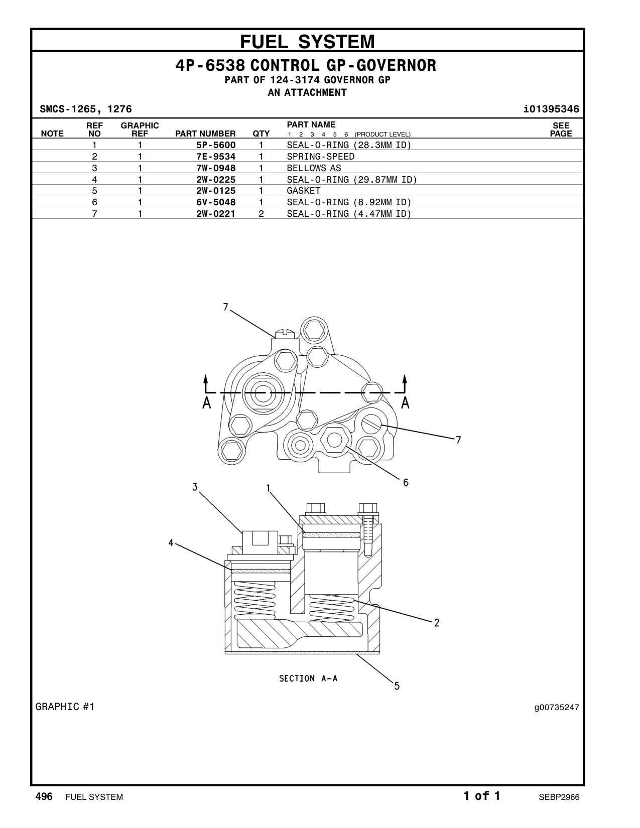 2W-0225 SEAL-O-RING CAT parts manual diagram