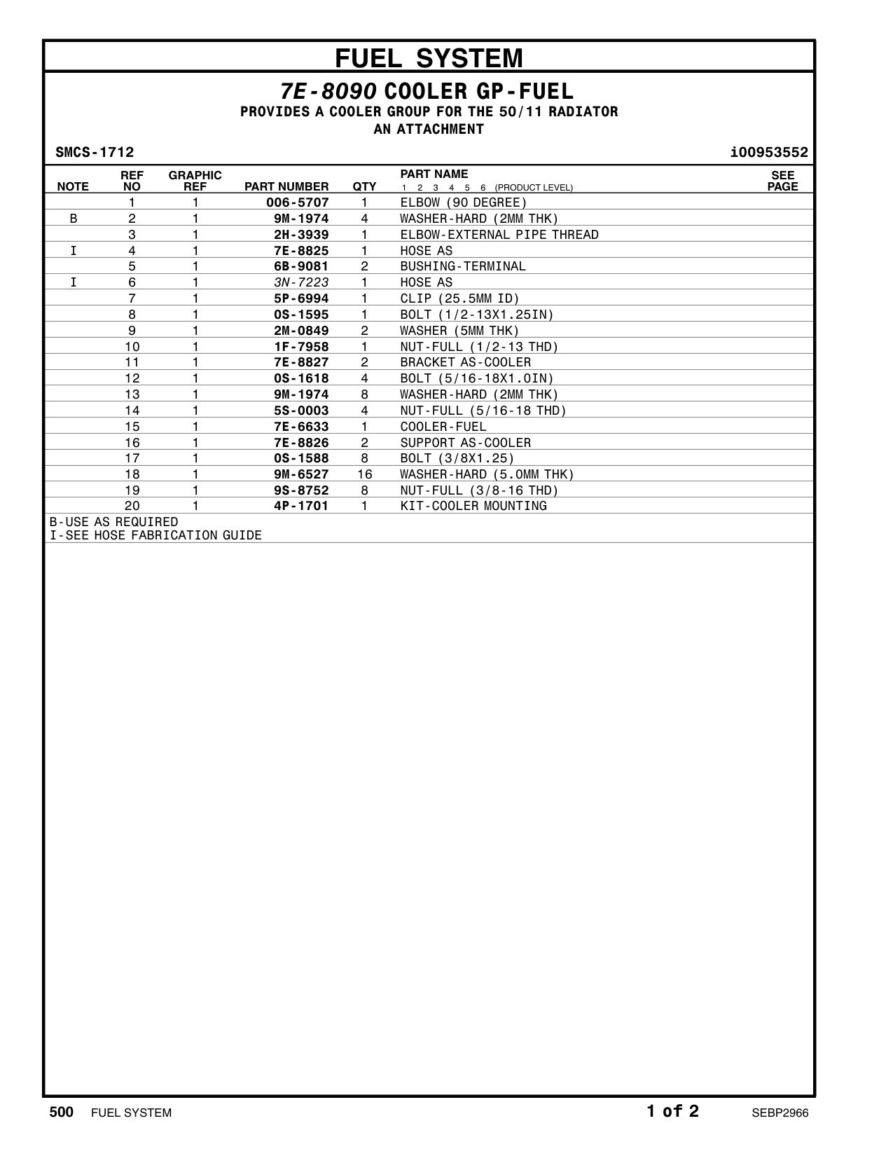 4P-1701 KIT-COOLER MOUNTING CAT parts manual diagram