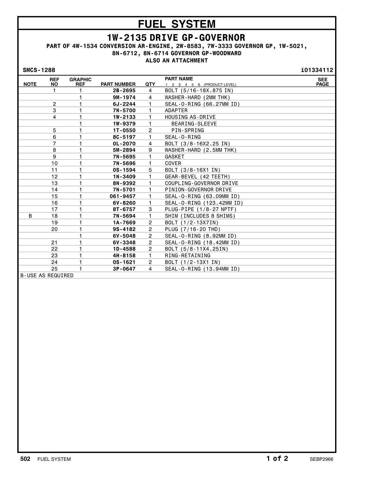 1W-9379 BEARING-SLEEVE CAT parts manual diagram