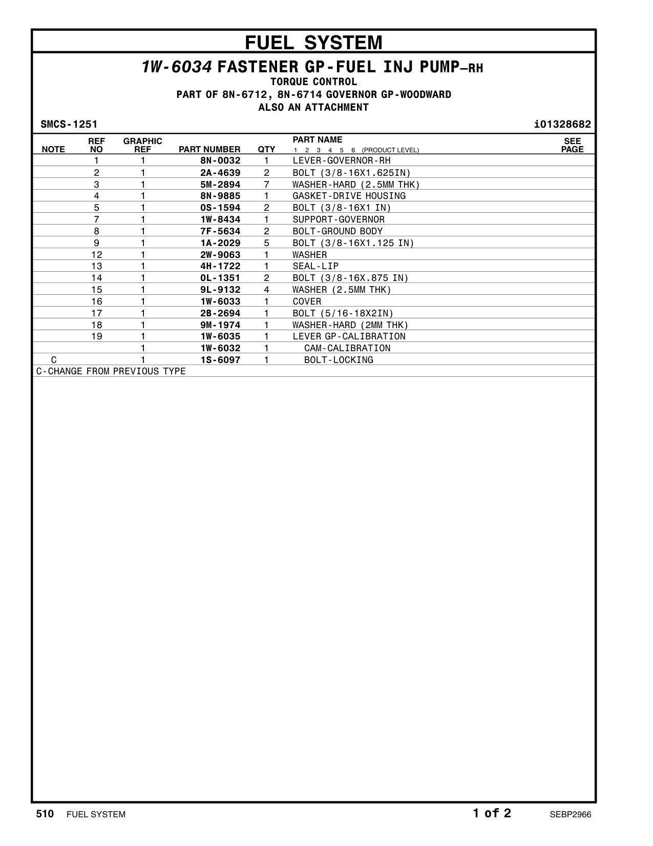 1W-6033 COVER CAT parts manual diagram