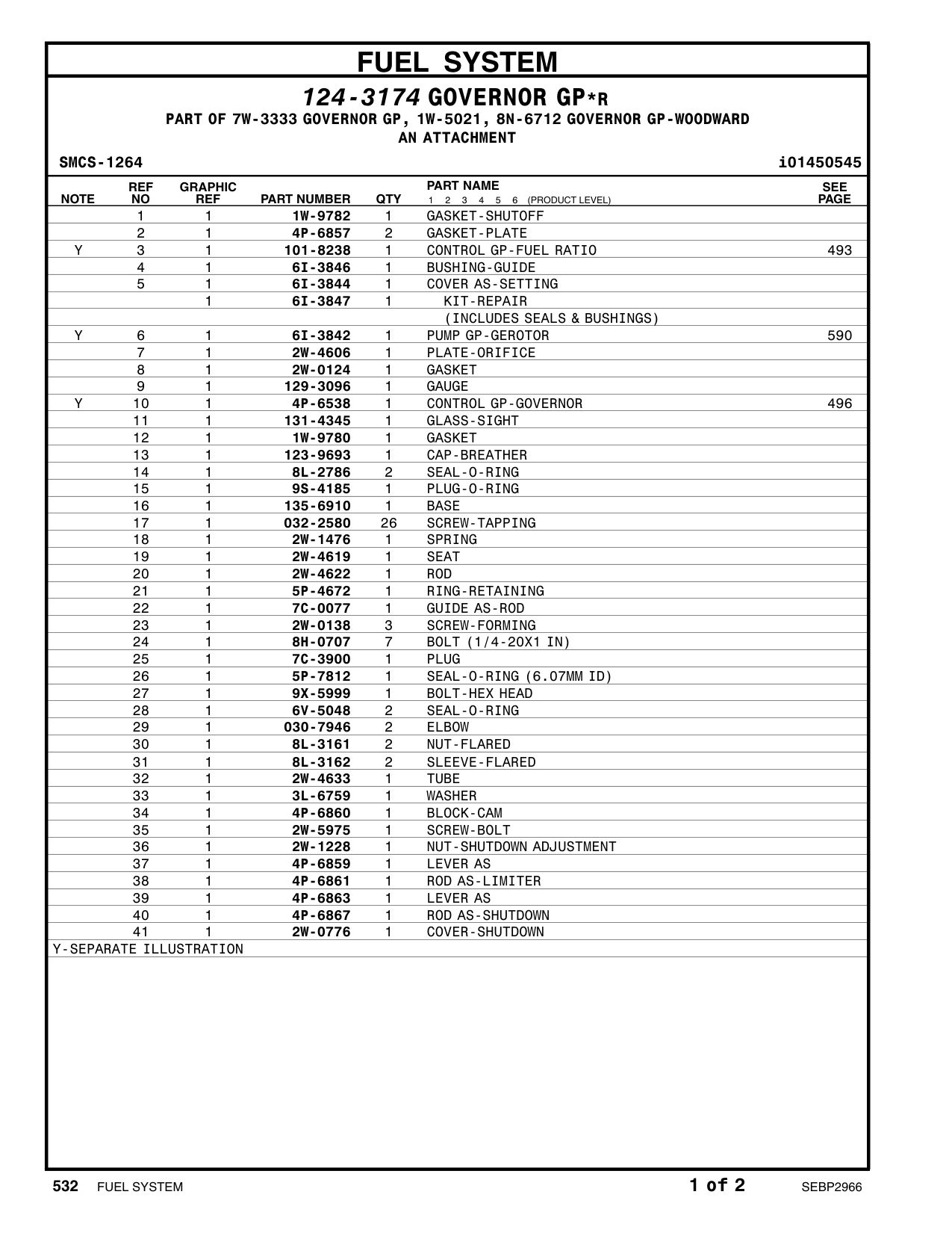 2W-0138 SCREW-FORMING CAT parts manual diagram