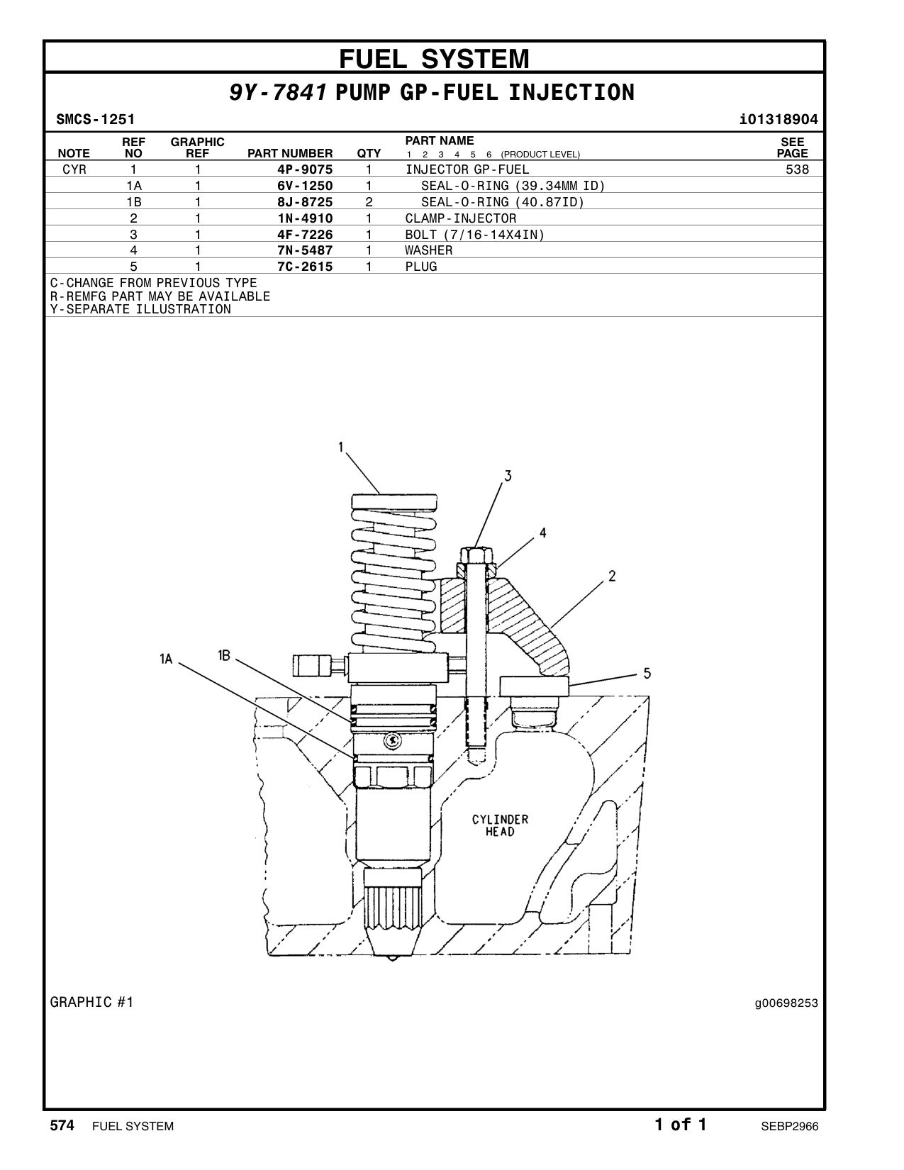 1N-4910 CLAMP-INJECTOR CAT parts manual diagram