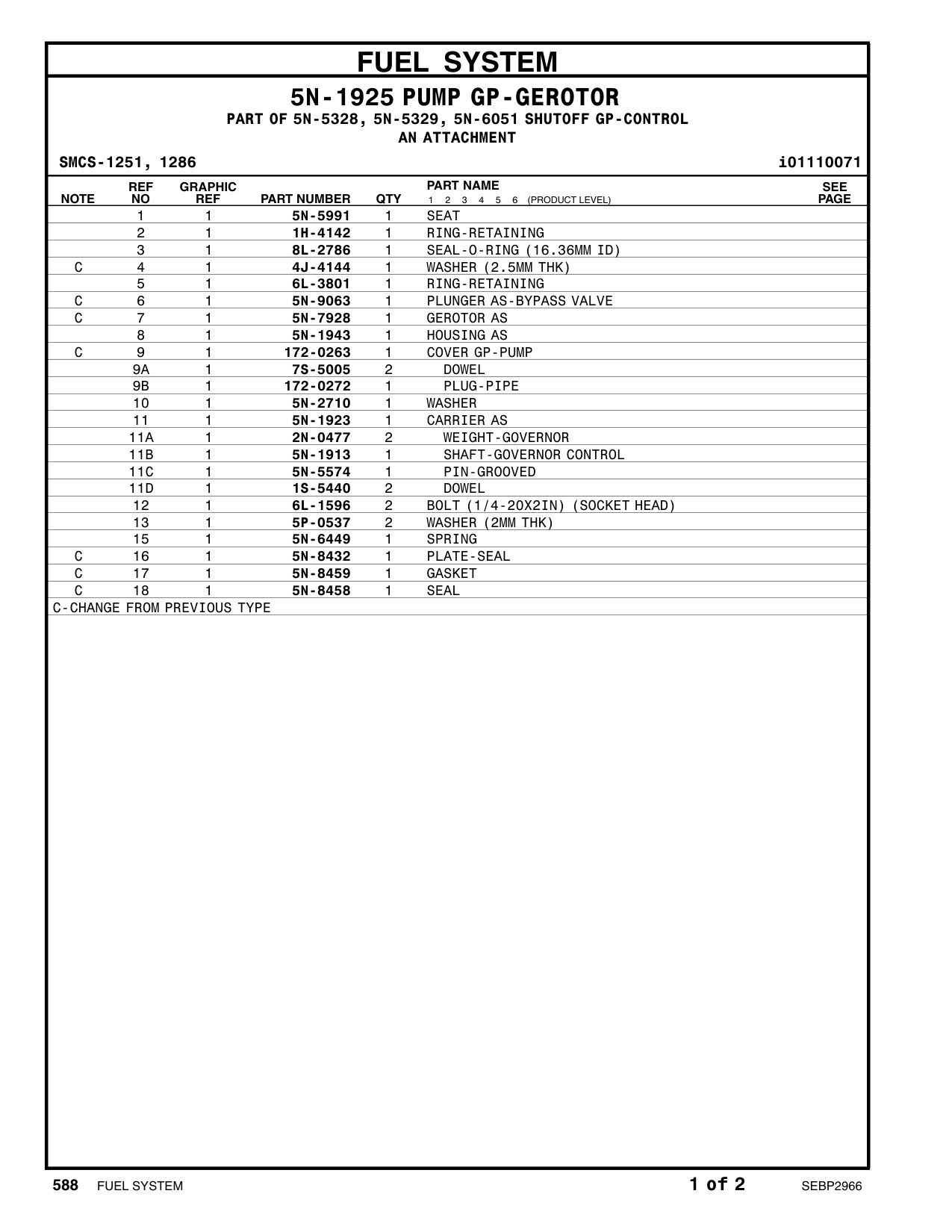 5N-2710 WASHER CAT parts manual diagram