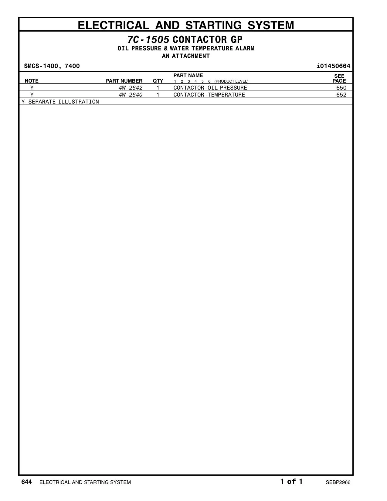 4W-2642 - CONTACTOR-OIL PRESSURE